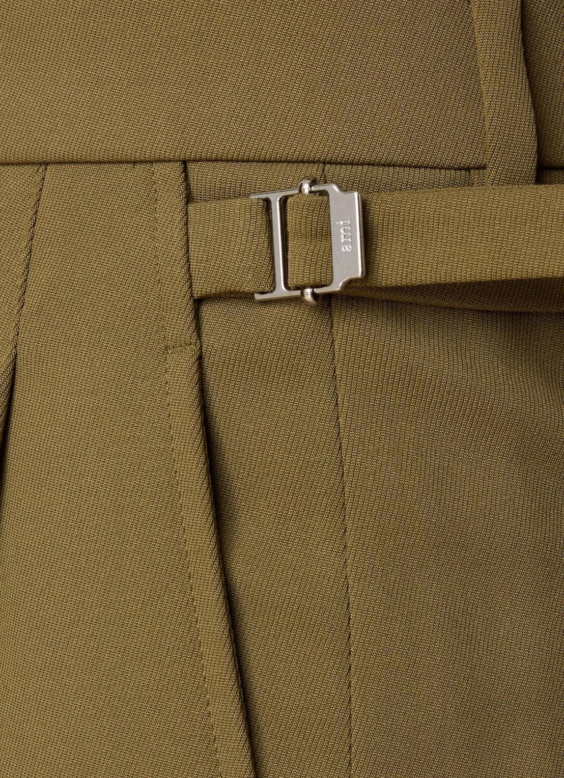 AMI Paris High waist wide fit pantalon met steekzakken - detail 2 mosgroen