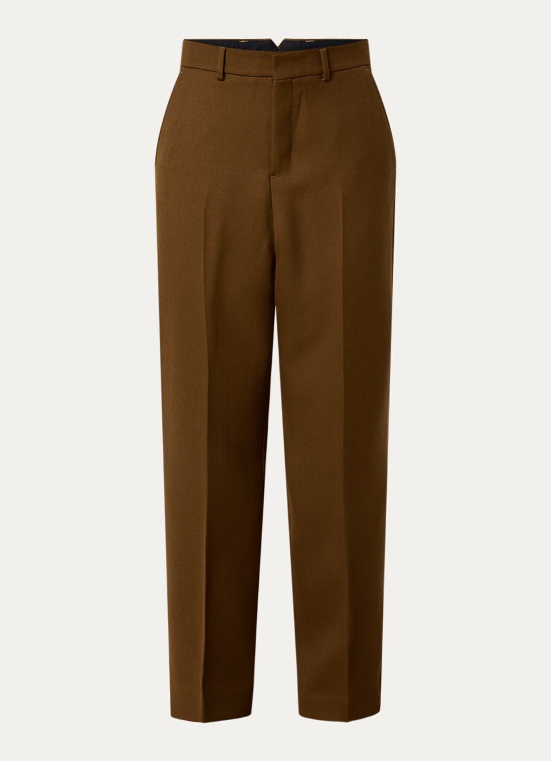 AMI Paris High waist wide fit pantalon met steekzakken - voorkant 4 bruin
