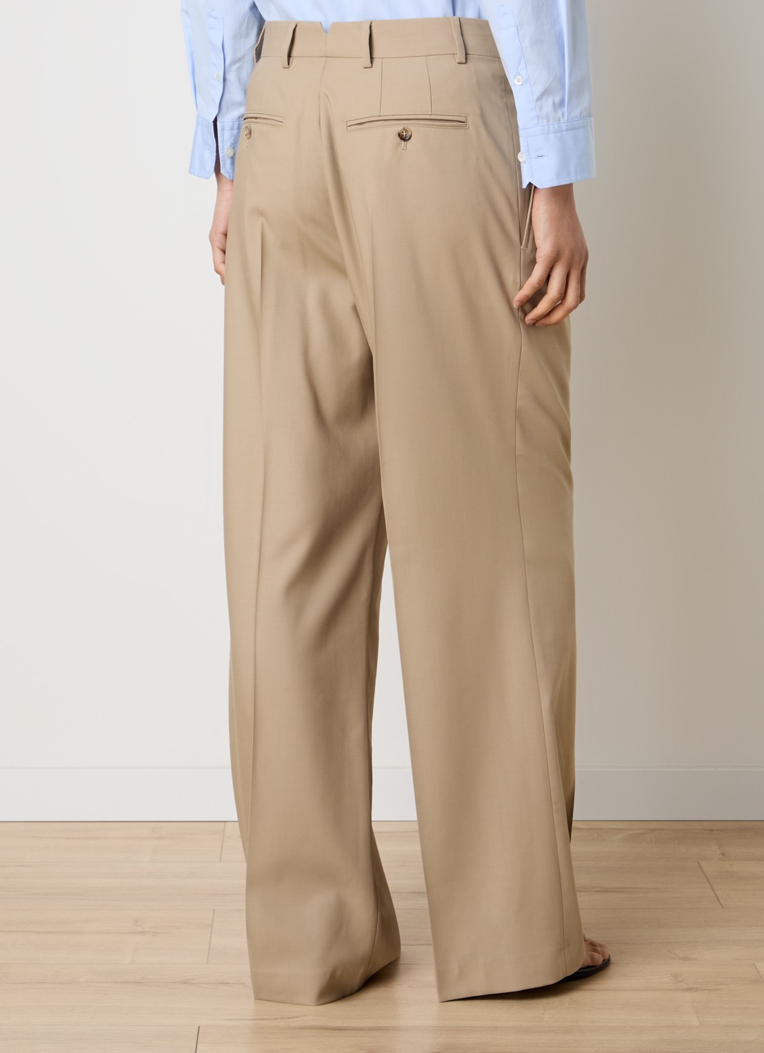 AMI Paris High waist wide fit pantalon van scheerwol - achterkant 5 beige