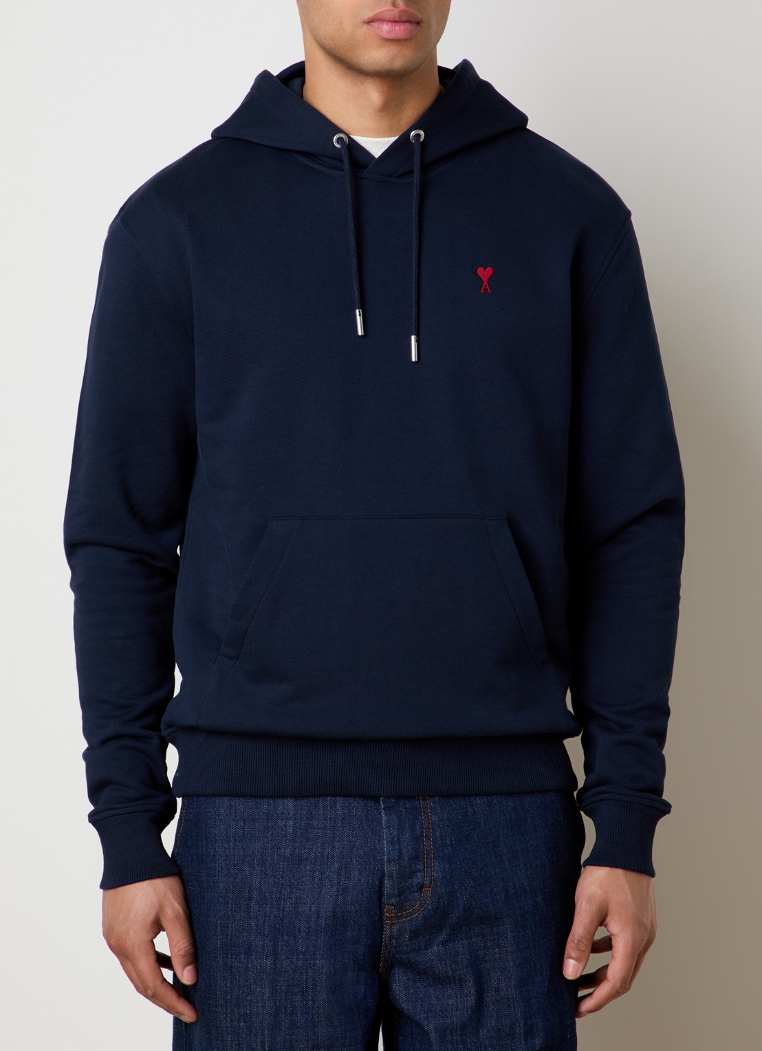 AMI Paris Hoodie met logo  - detail 4 donkerblauw