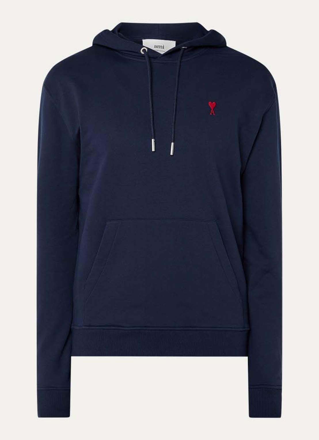 AMI Paris Hoodie met logo  - voorkant 2 donkerblauw