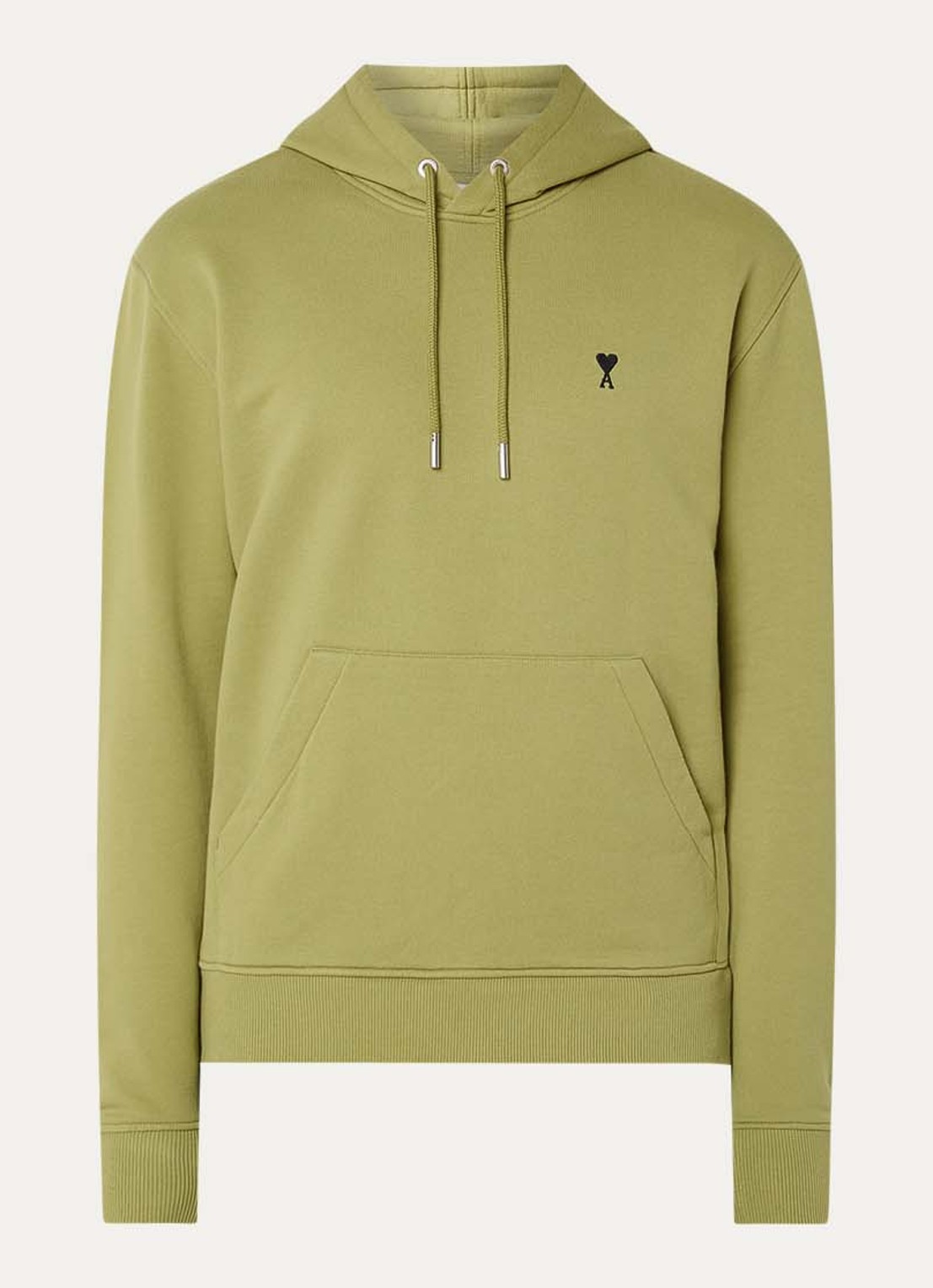 AMI Paris Hoodie met logoborduring - voorkant mosgroen