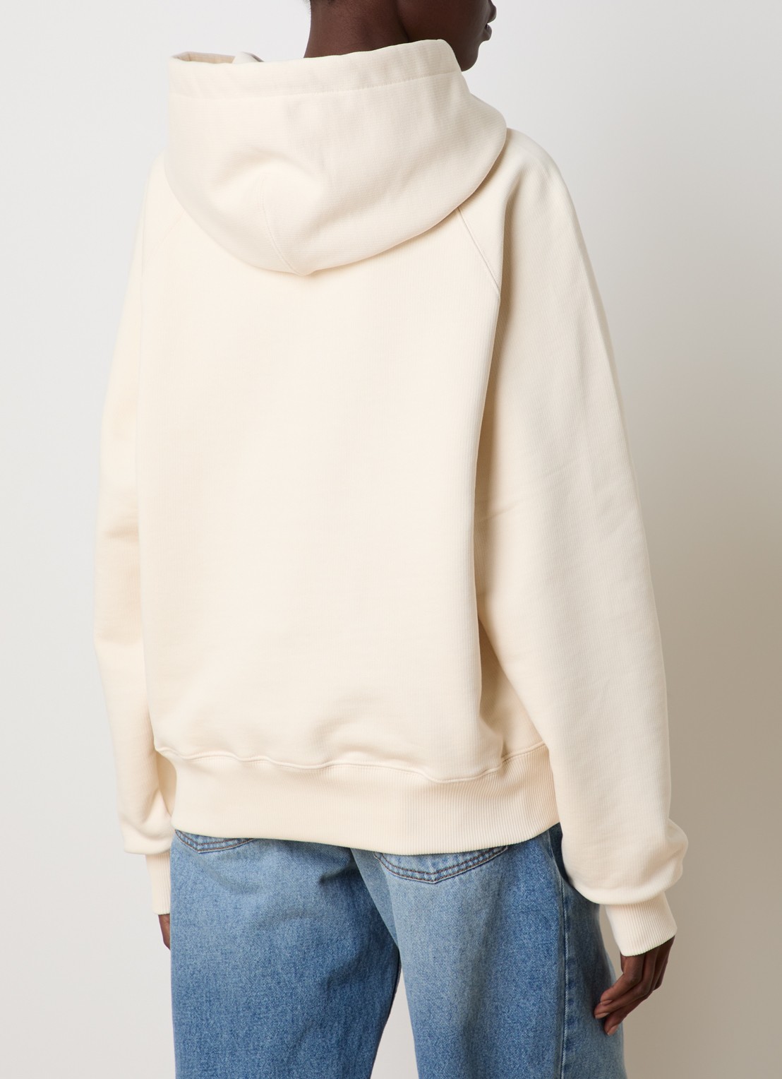 AMI Paris Hoodie van  katoen met 3D logoprint - achterkant ivoor