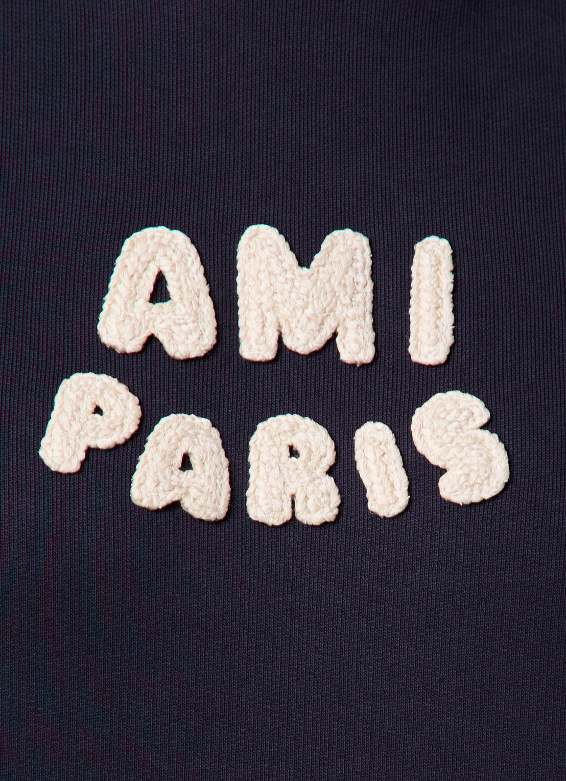 AMI Paris Hoodie van  katoen met 3D logoprint - detail 4 donkerblauw