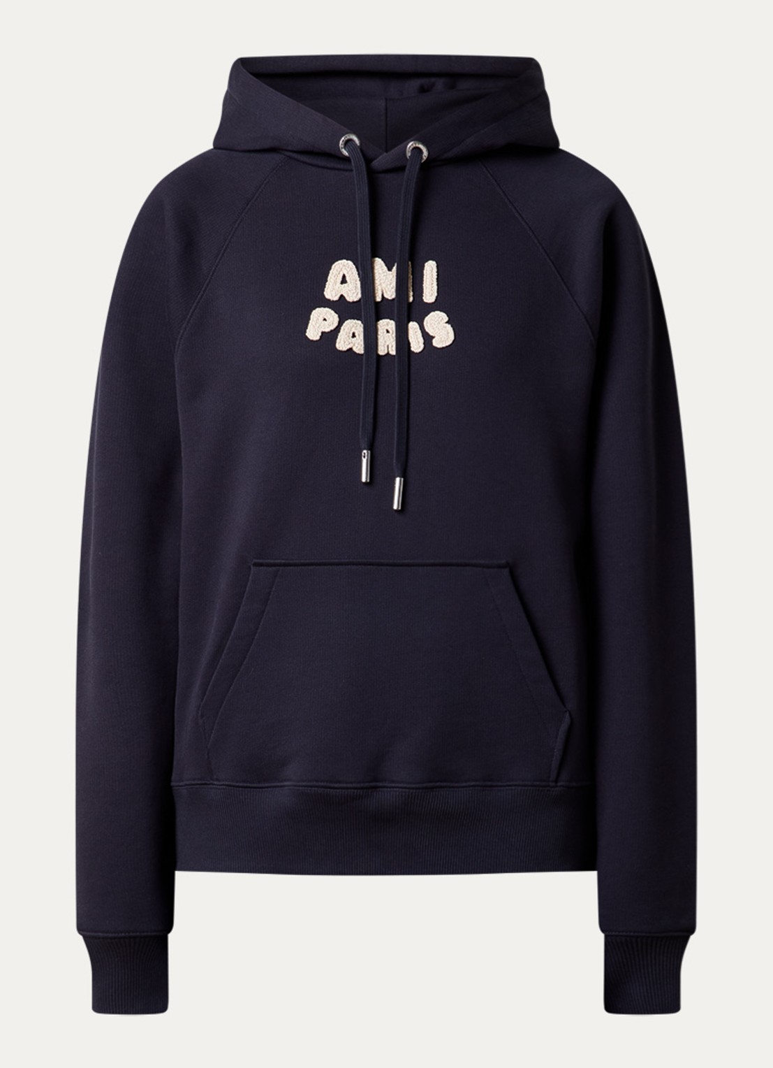AMI Paris Hoodie van  katoen met 3D logoprint - voorkant 5 donkerblauw
