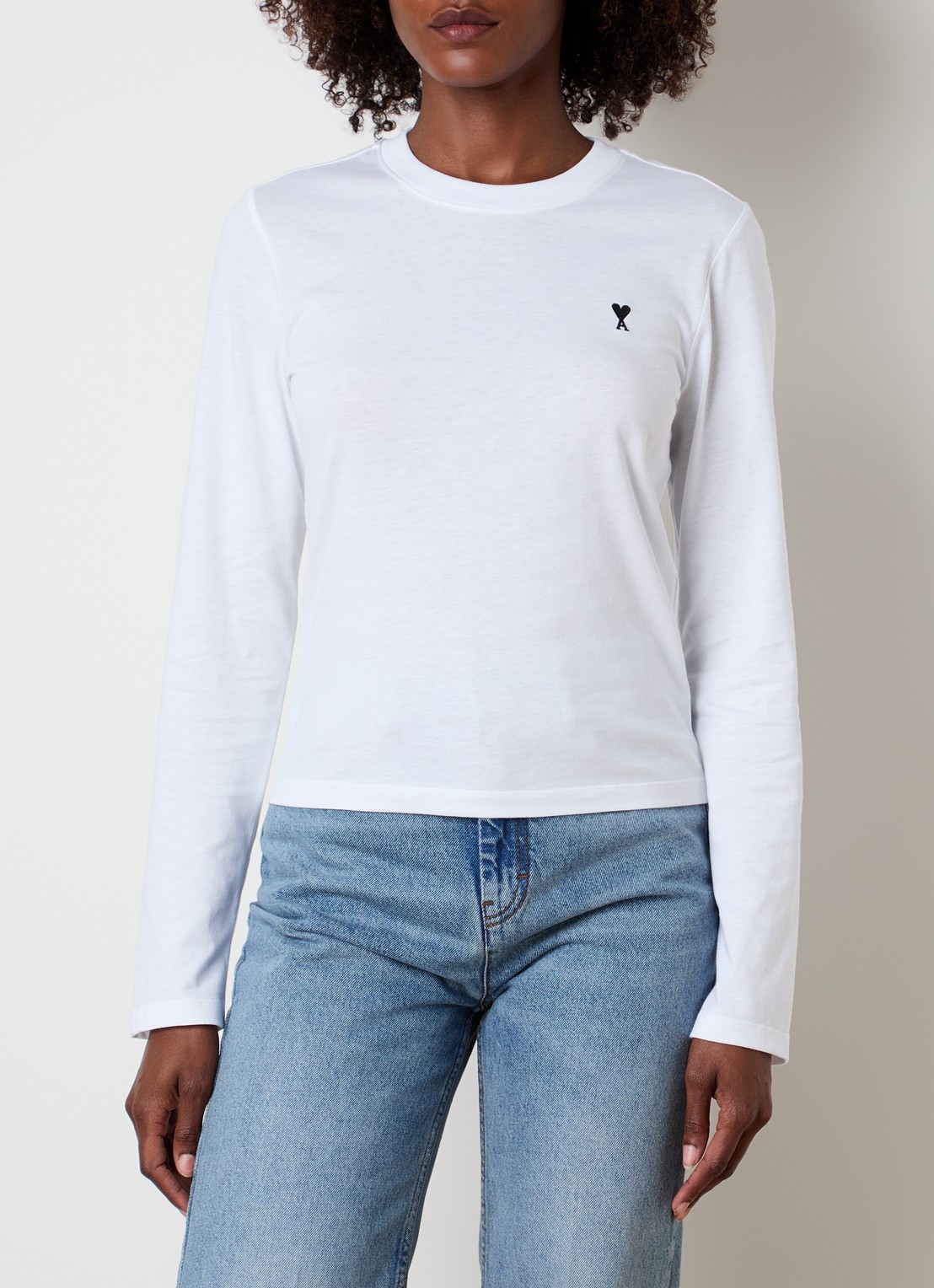 AMI Paris Longsleeve met logoborduring - detail wit