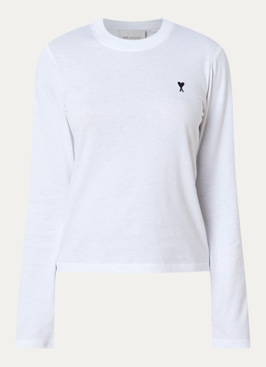AMI Paris Longsleeve met logoborduring - voorkant 4 wit