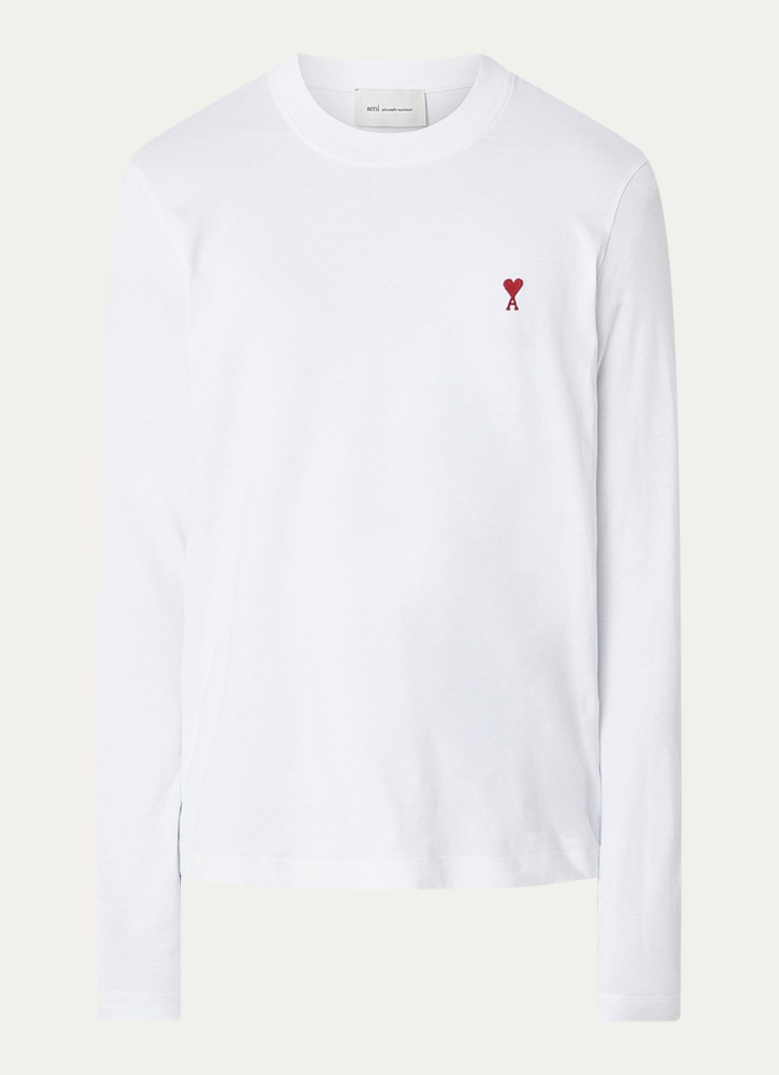 AMI Paris Longsleeve met logoborduring - voorkant wit