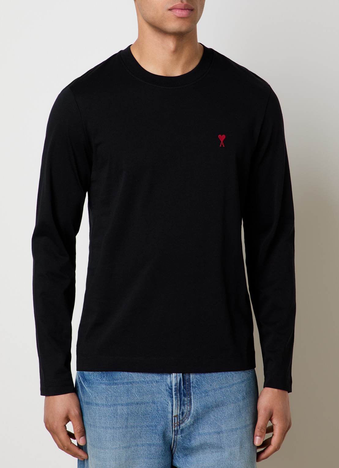 AMI Paris Longsleeve met logoborduring - detail zwart