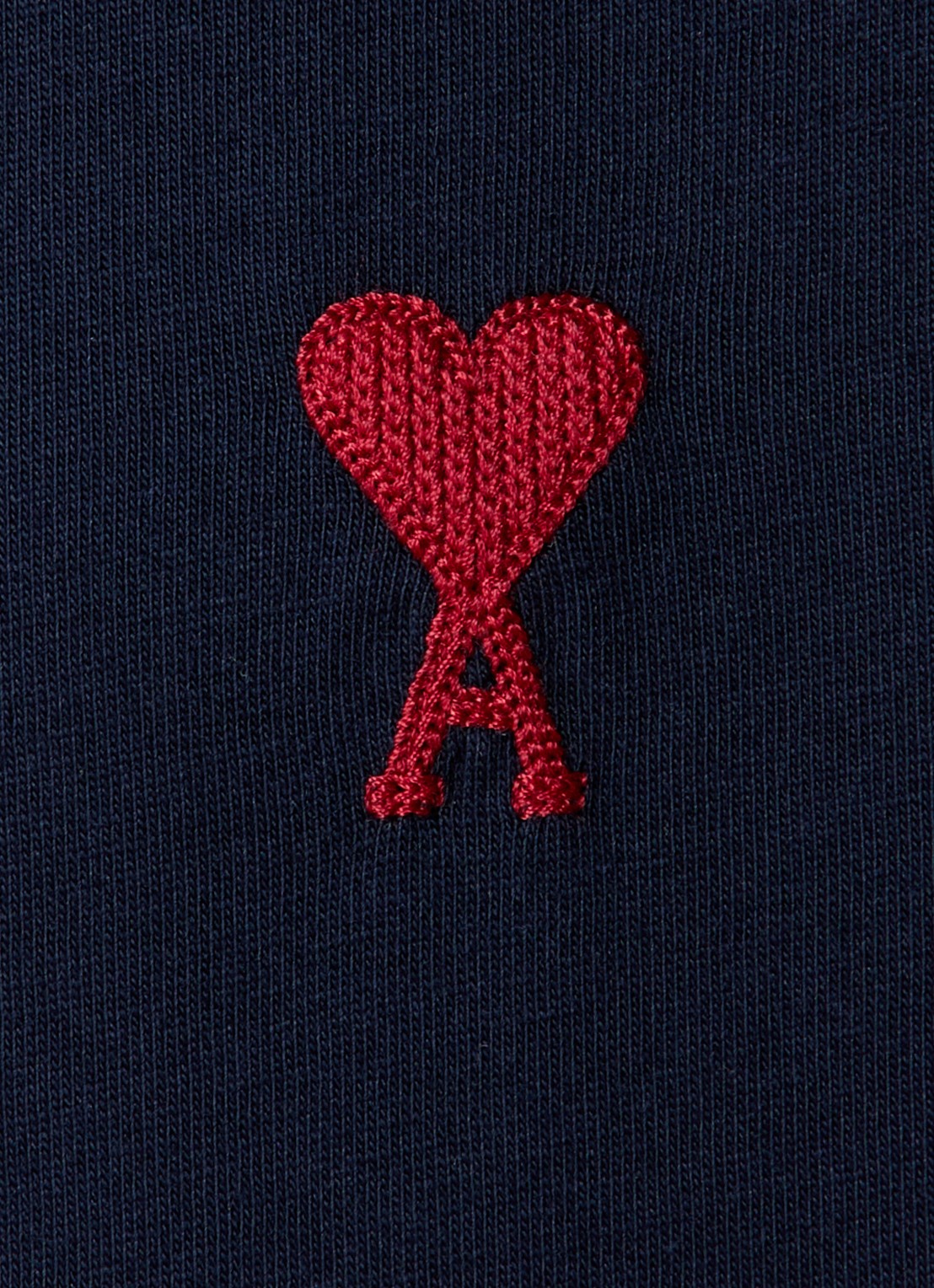 AMI Paris Longsleeve van  katoen met logoborduring  - detail 3 donkerblauw