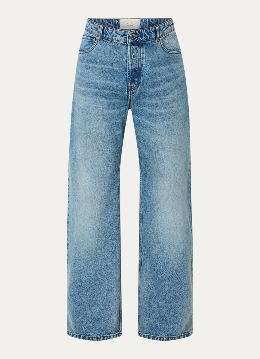 AMI Paris Loose fit jeans met medium wassing - voorkant 2 indigo