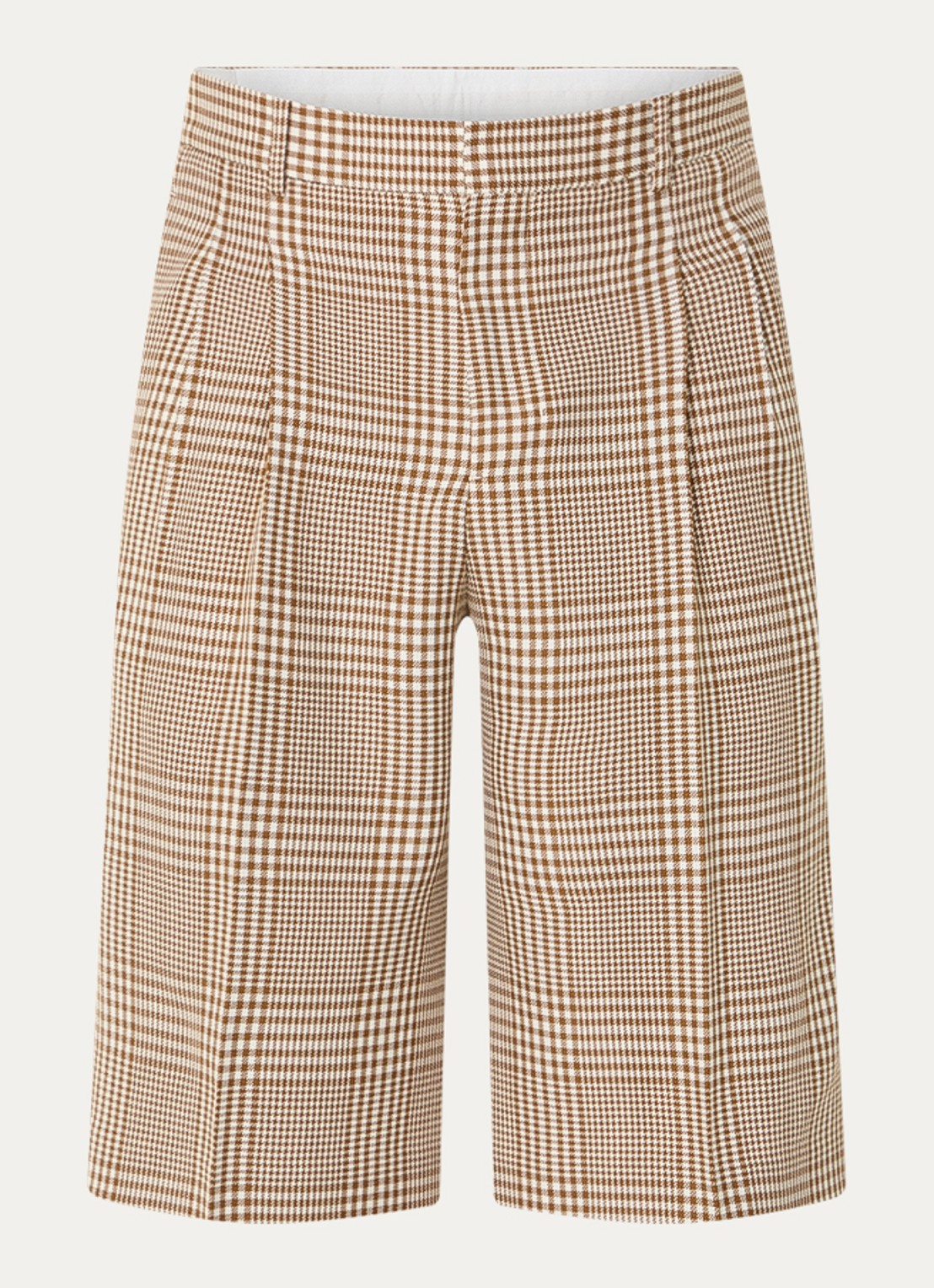 AMI Paris Loose fit korte broek met pied-de-poule dessin - voorkant 2 camel
