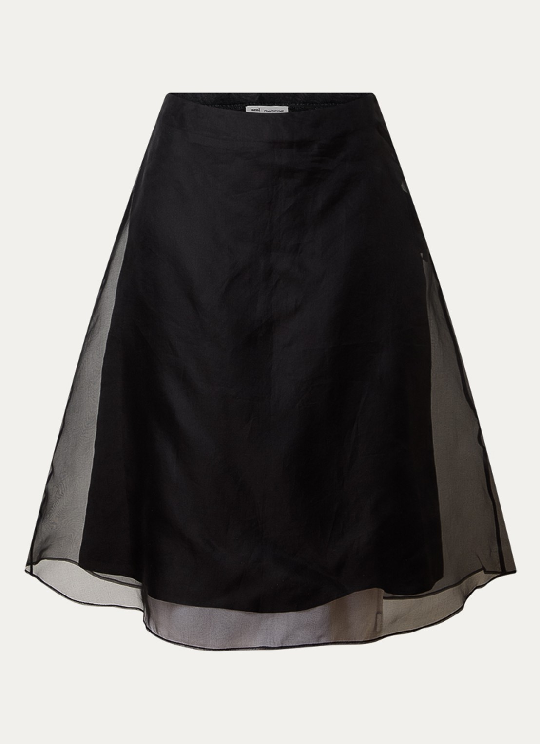 AMI Paris Mid waist midi rok van zijde - voorkant zwart