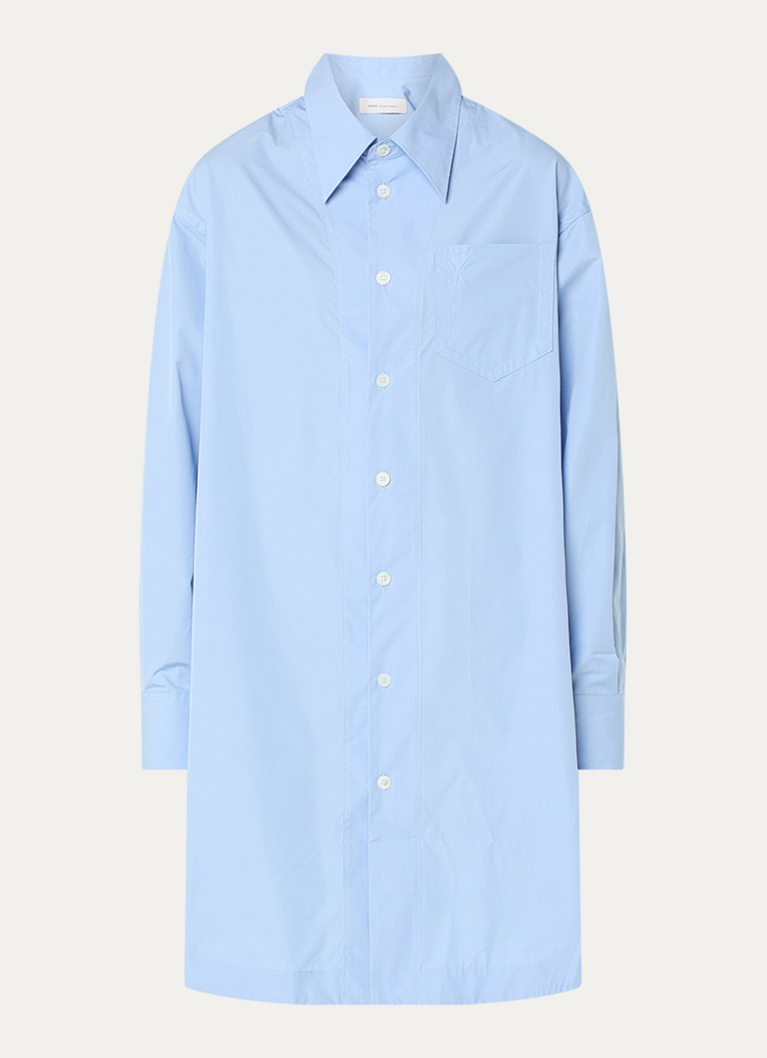 AMI Paris Midi blousejurk met borstzak - voorkant lichtbruin