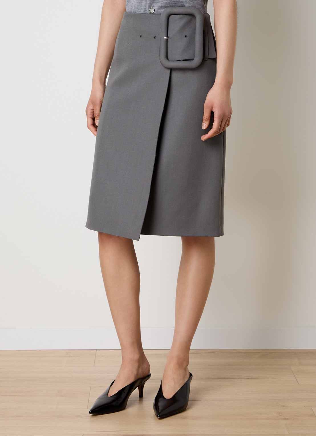 AMI Paris Midi rok van scheerwol - detail 3 grijs