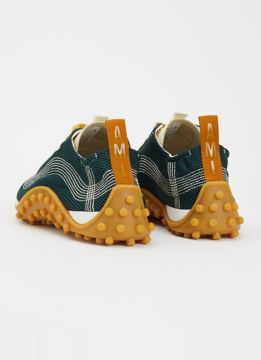 AMI Paris Mirage sneaker met schapenleren details - achterkant 6 groen