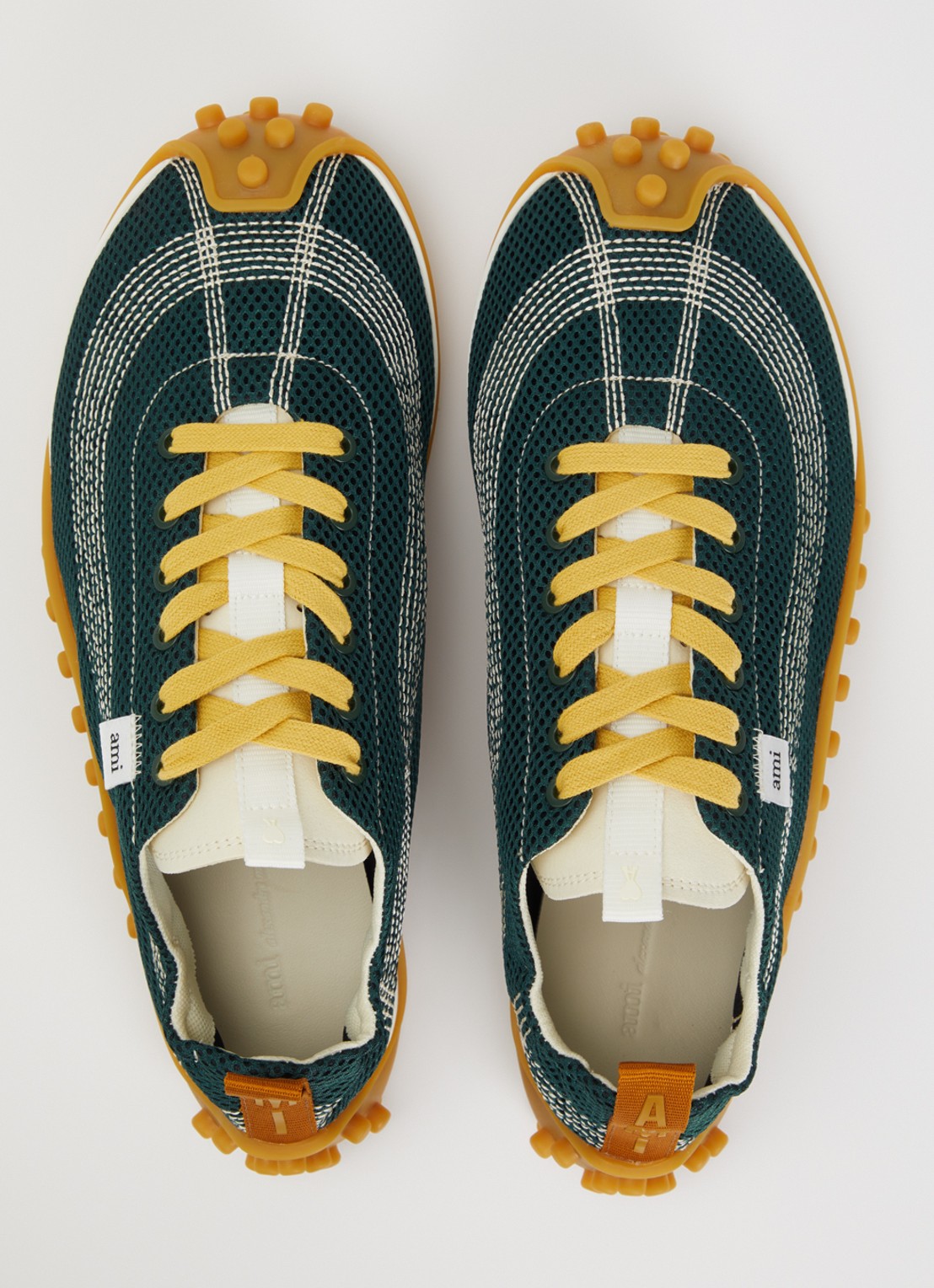 AMI Paris Mirage sneaker met schapenleren details - detail 3 groen