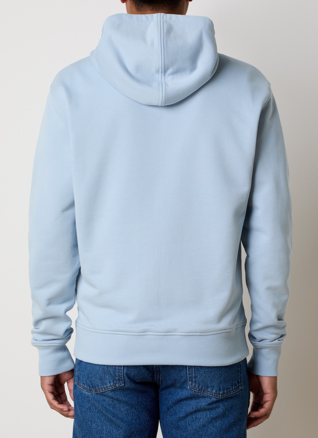 AMI Paris Molleton sweatvest met logo en capuchon - achterkant lichtblauw
