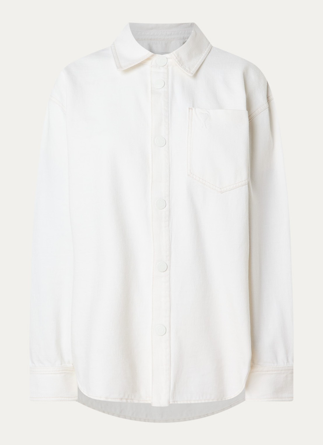 AMI Paris Overshirt met borstzak - voorkant gebroken wit