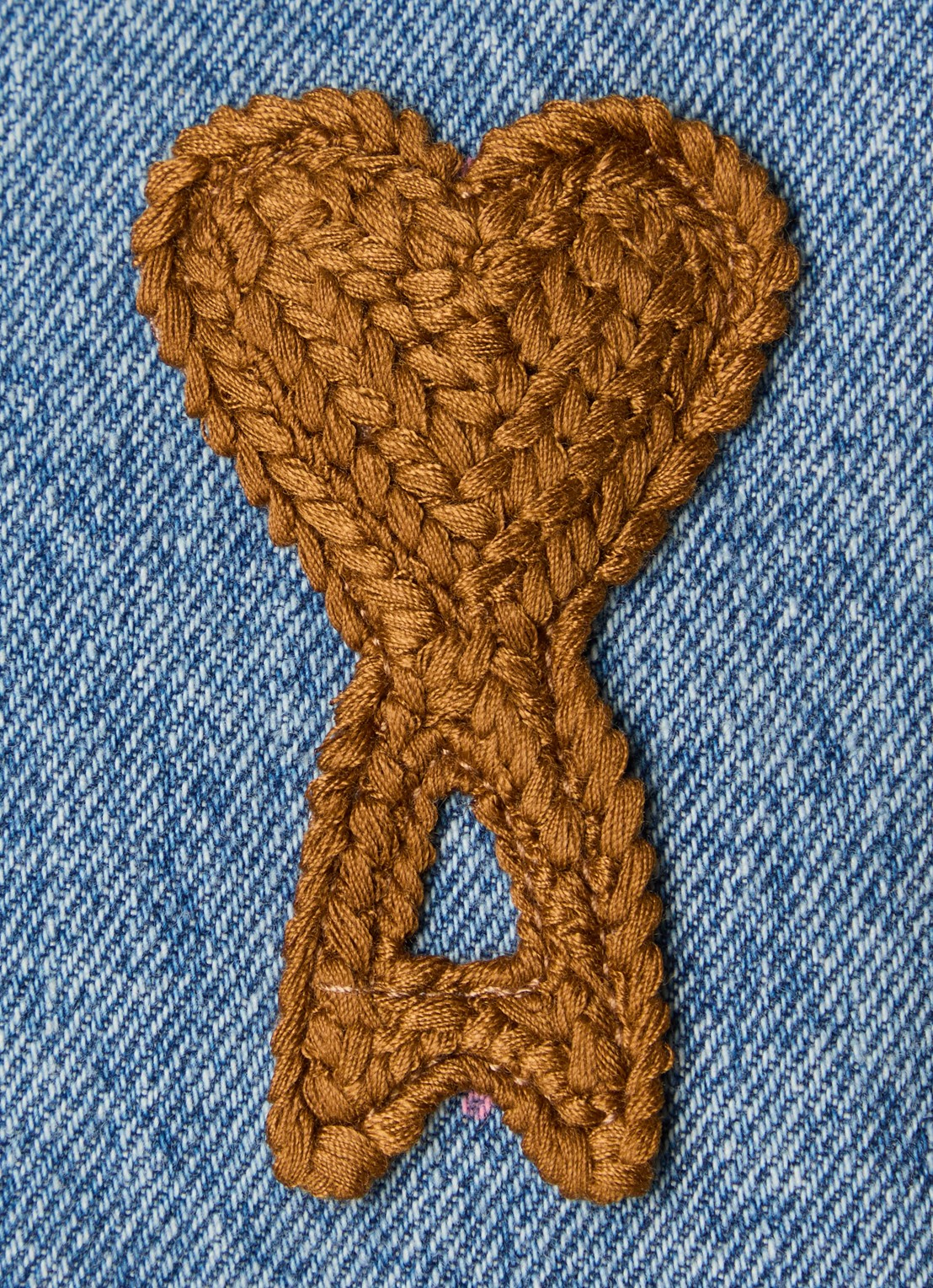 AMI Paris Overshirt van denim met logoborduring - detail 3 indigo