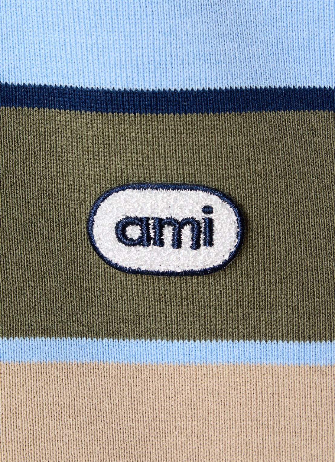 AMI Paris Oversized polo met streepprint - detail 5 mosgroen