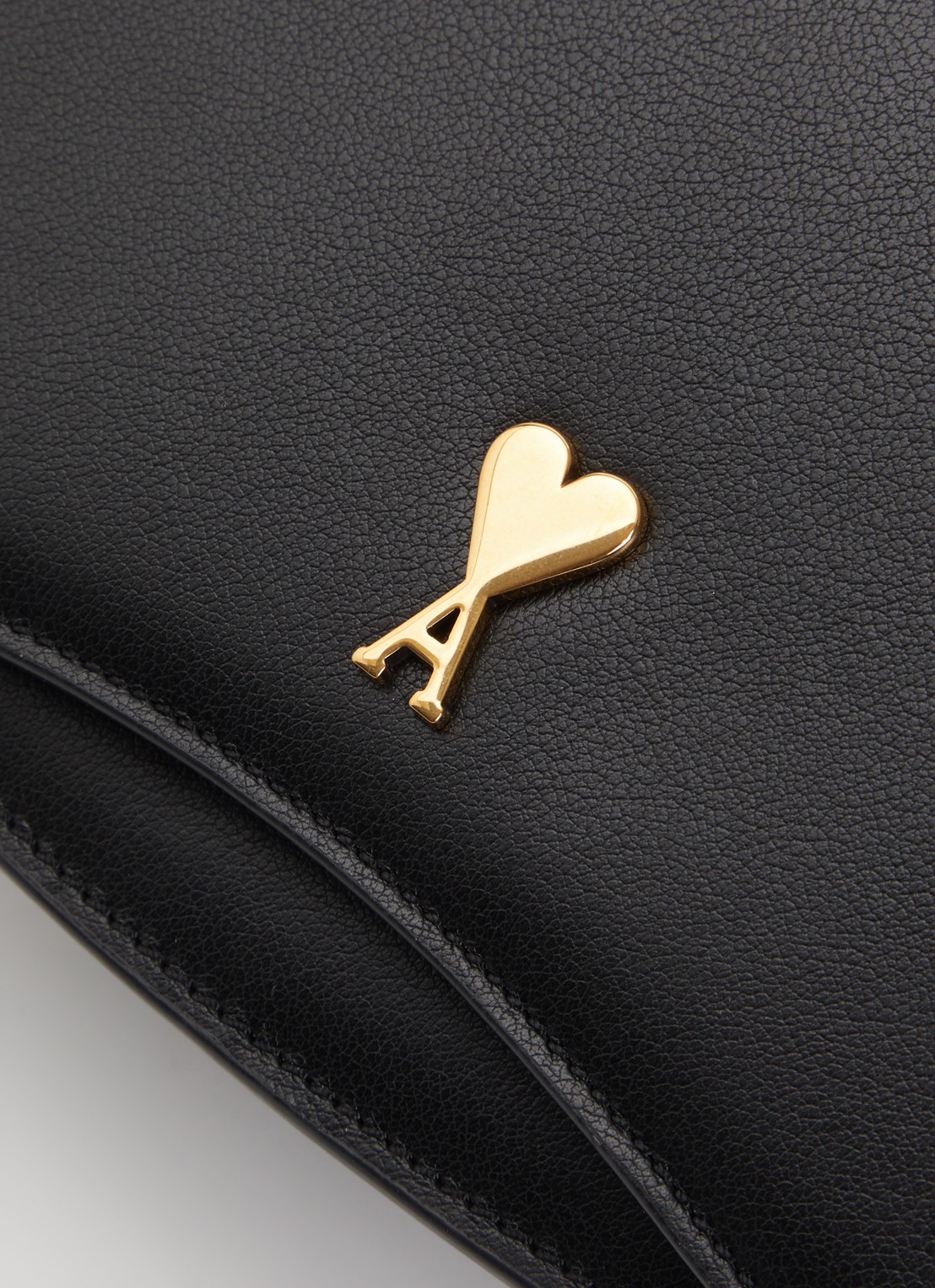 AMI Paris Paris Paris handtas van leer met logo en afneembare schouderriem - detail 3 zwart