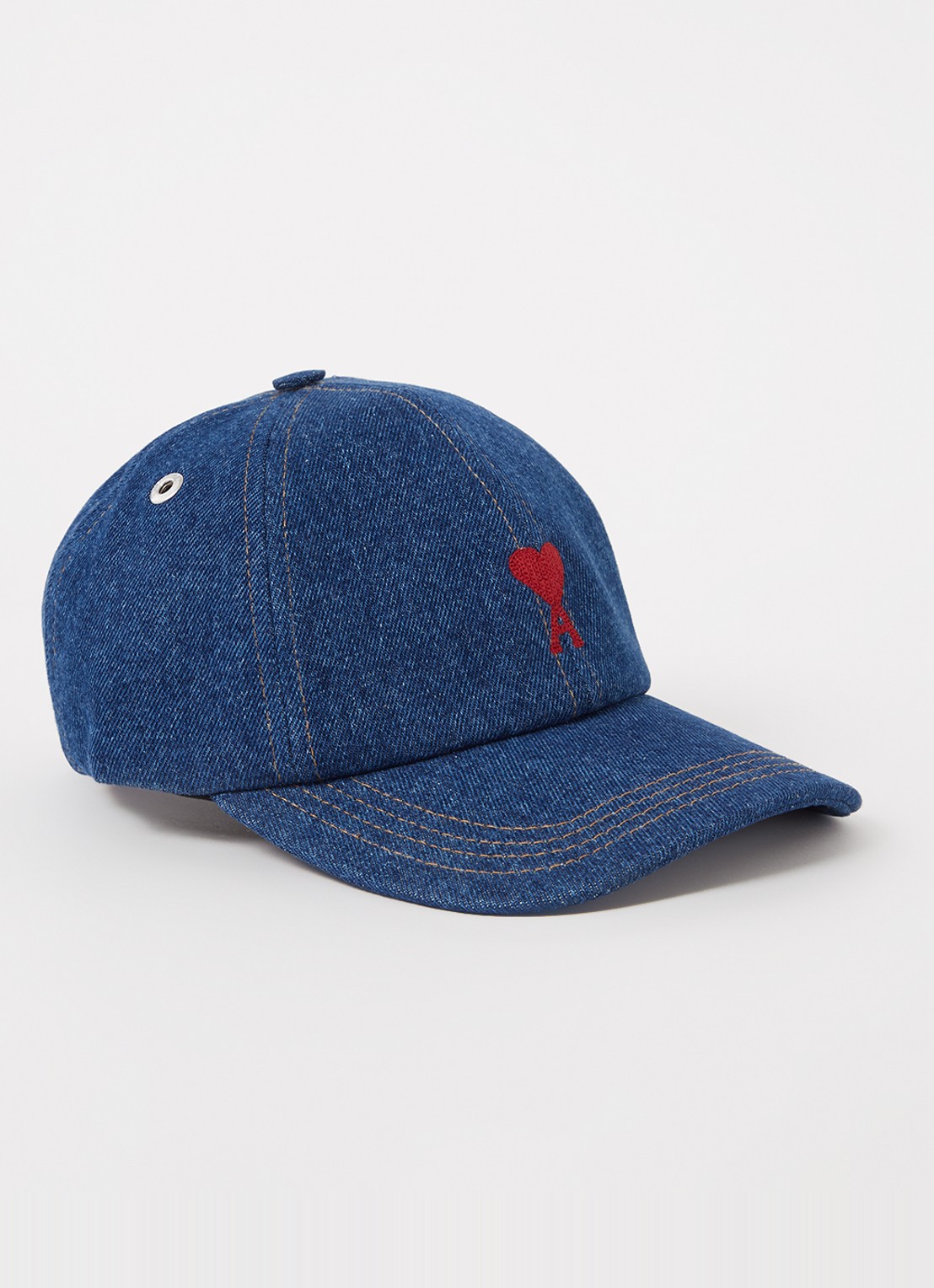 AMI Paris Pet met logoborduring - voorkant denim