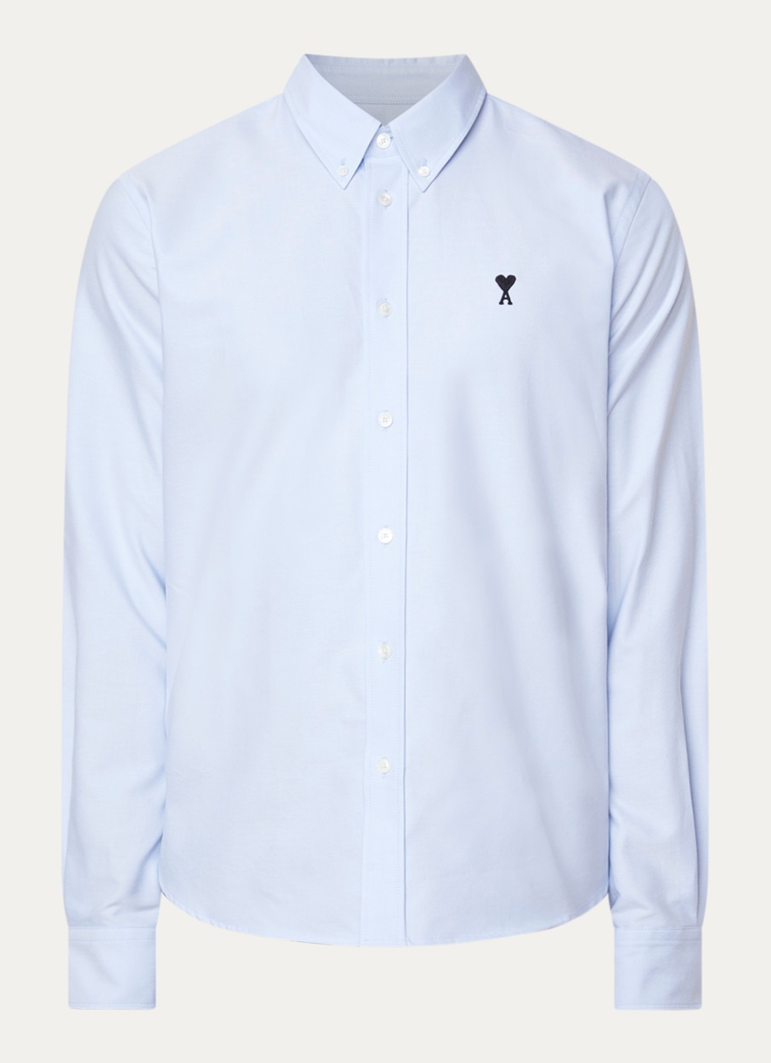 AMI Paris Quota blouse met logoborduring - voorkant 4 lichtblauw