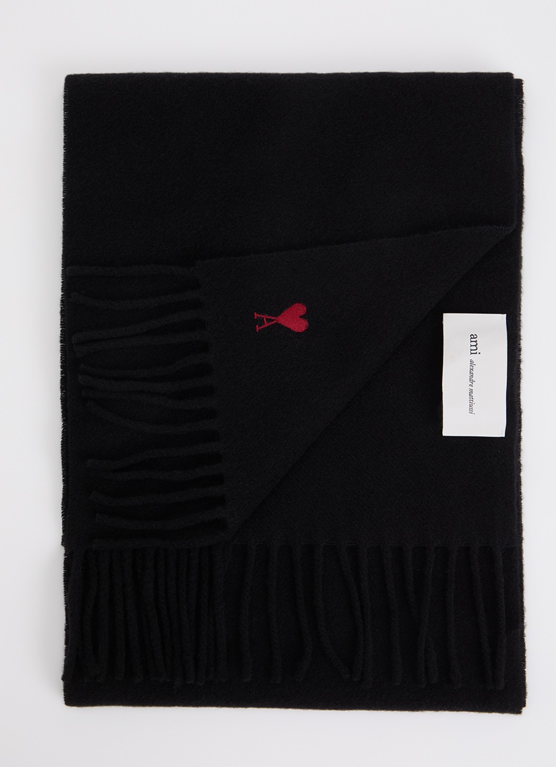 AMI Paris Quota sjaal van wol 190 x 26 cm - voorkant 2 zwart
