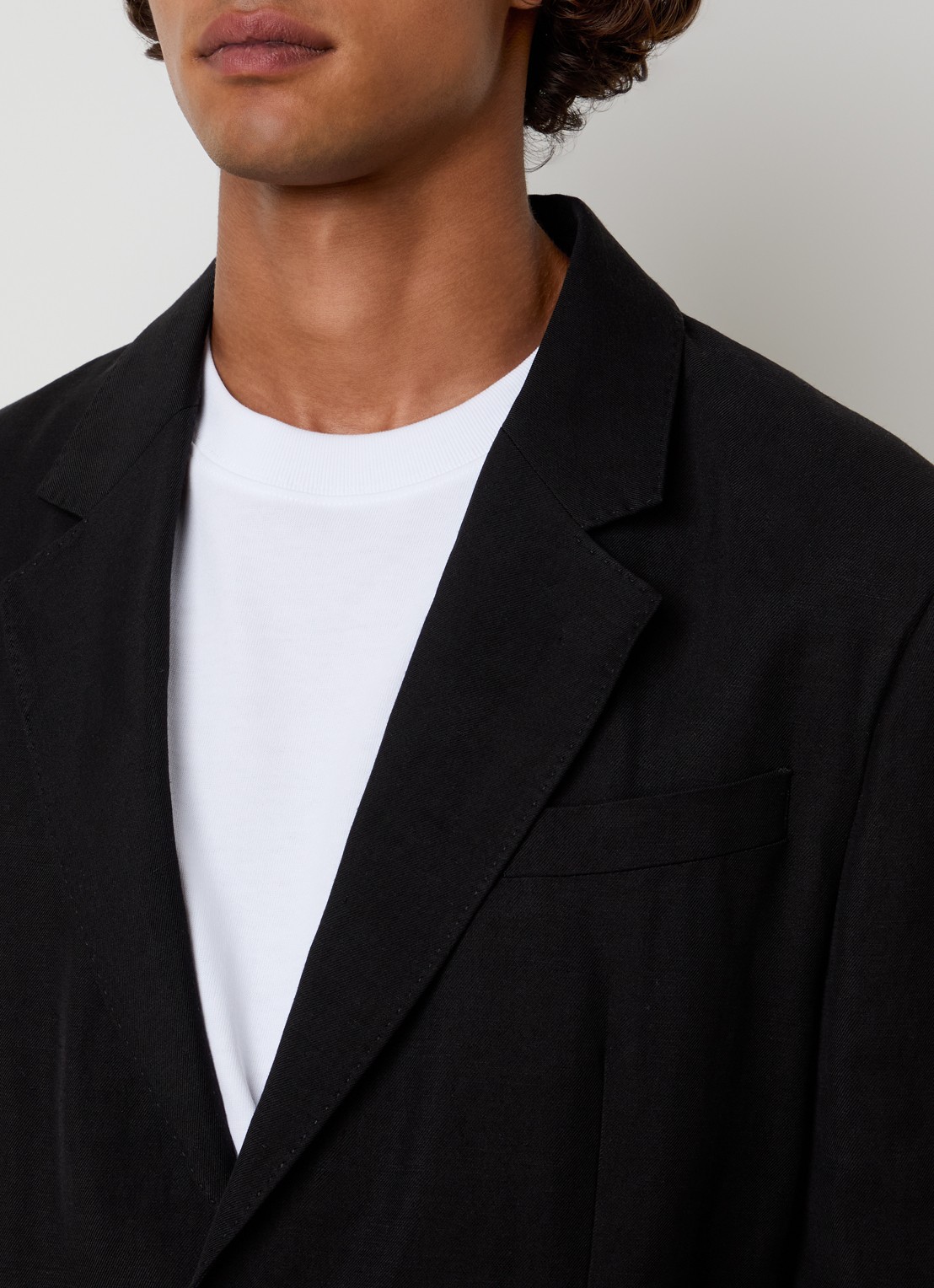 AMI Paris Regular fit colbert in linnenblend met klepzakken - detail 2 zwart