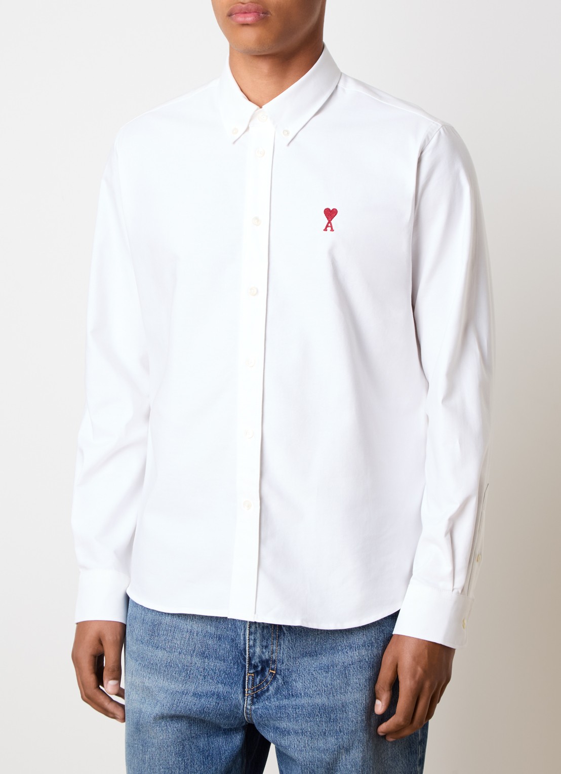 AMI Paris Regular fit overhemd met logo - detail 2 wit