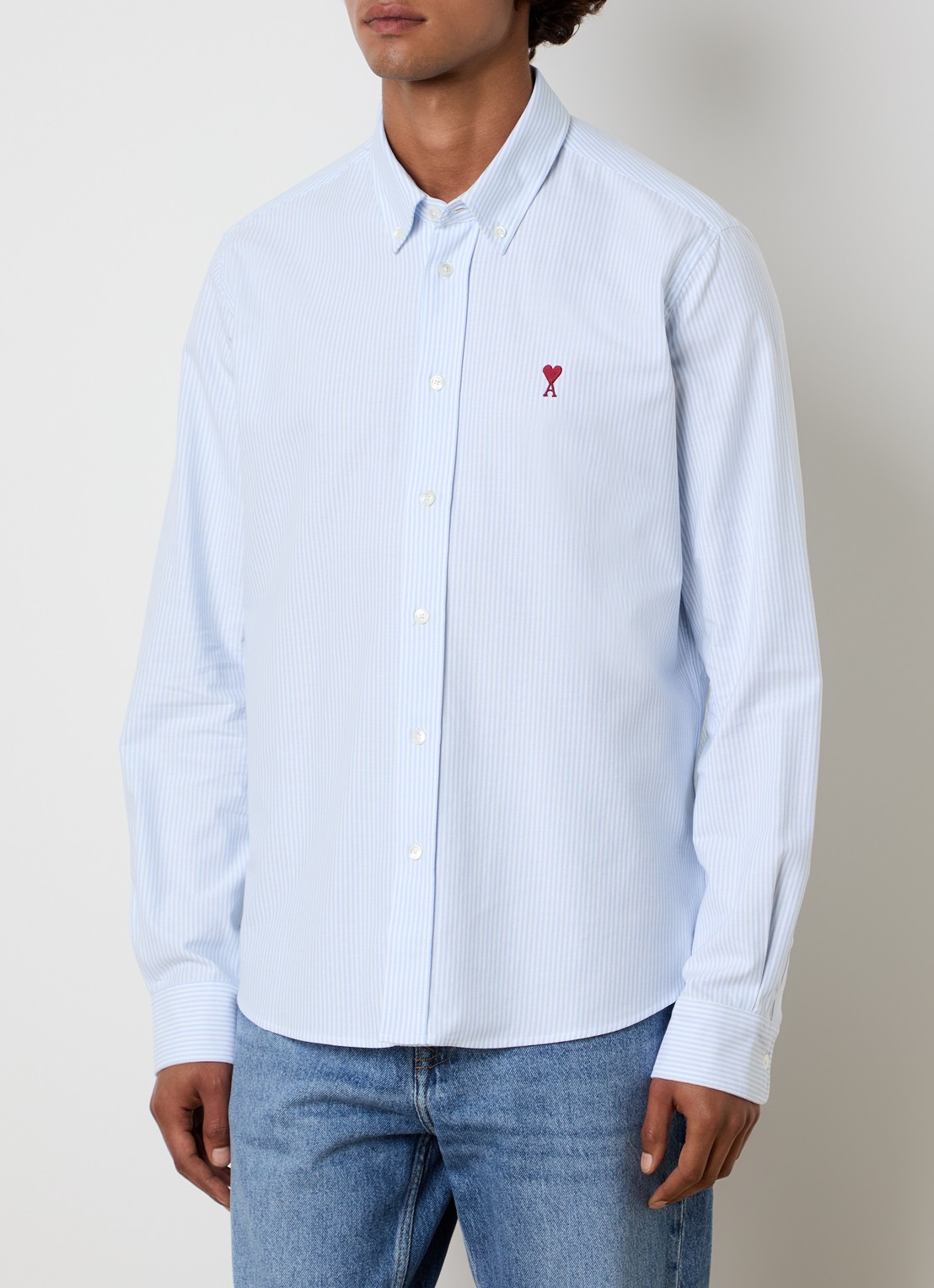AMI Paris Regular fit overhemd met logo - detail 3 lichtblauw