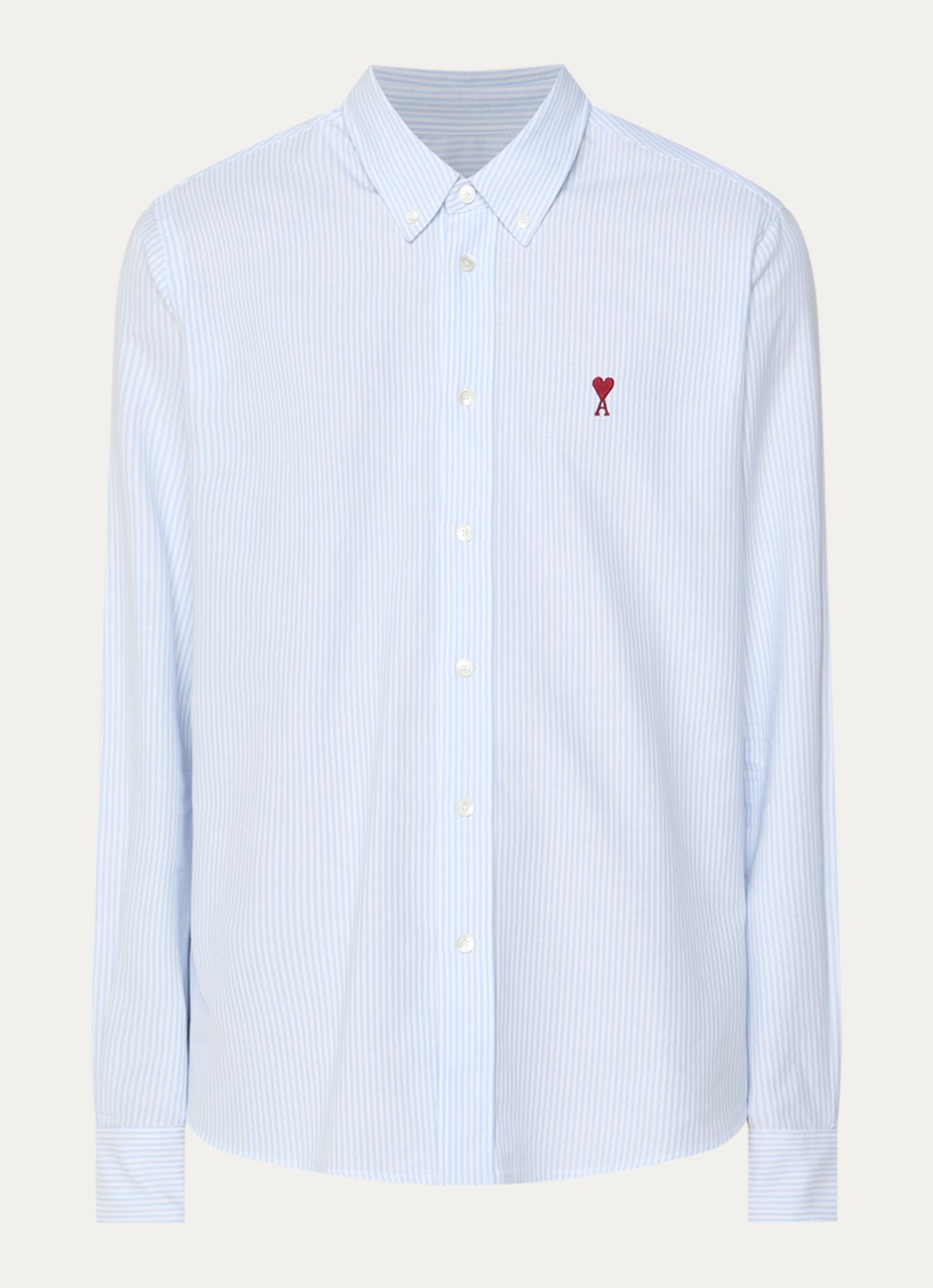 AMI Paris Regular fit overhemd met logo - voorkant lichtblauw