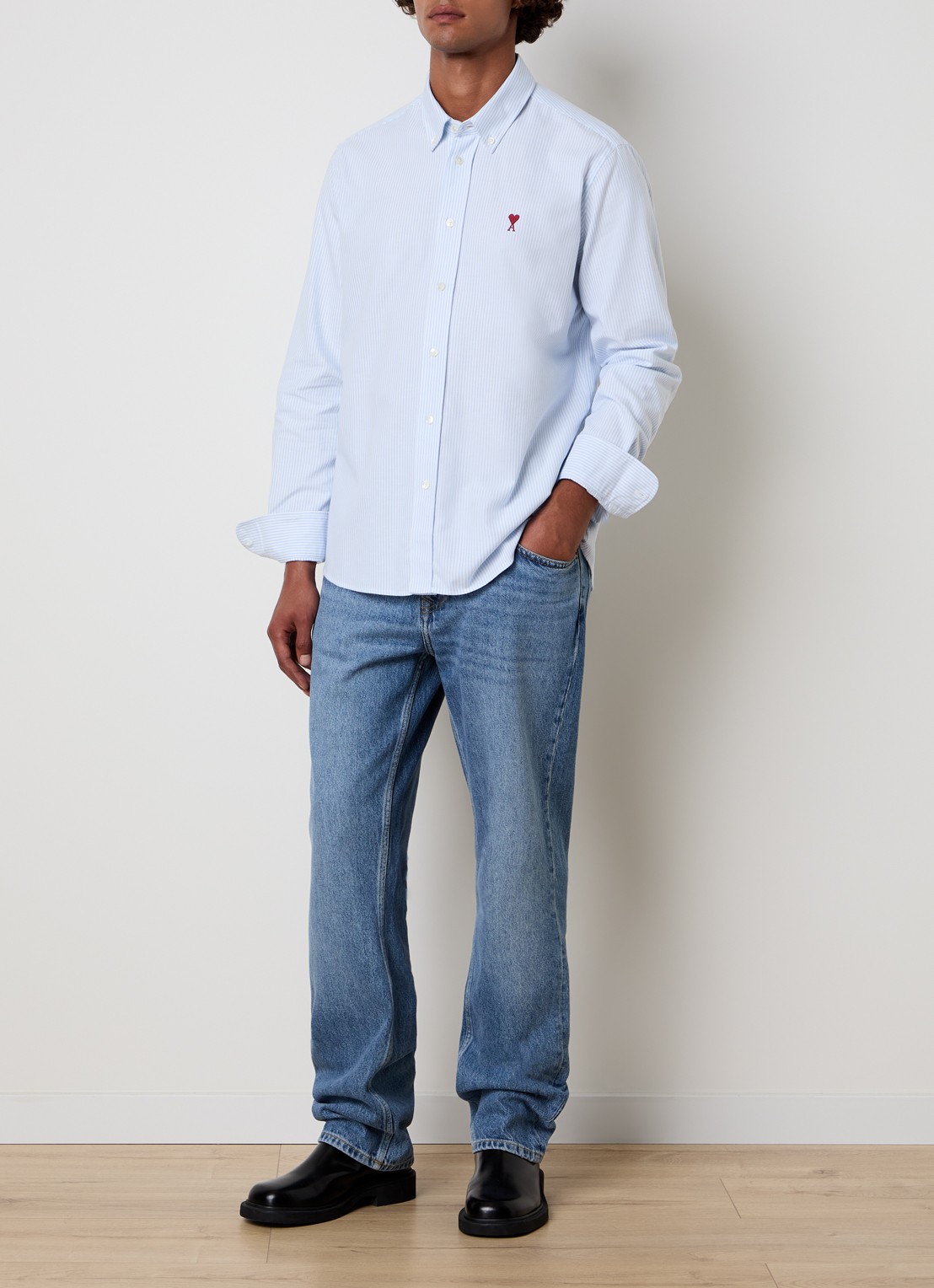 AMI Paris Regular fit overhemd met logo - voorkant 2 lichtblauw