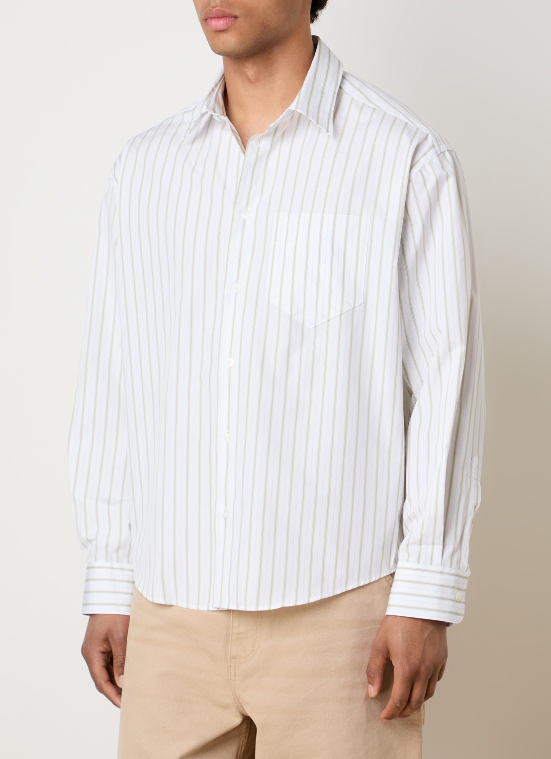 AMI Paris Regular fit overhemd met streepprint - detail 3 wit
