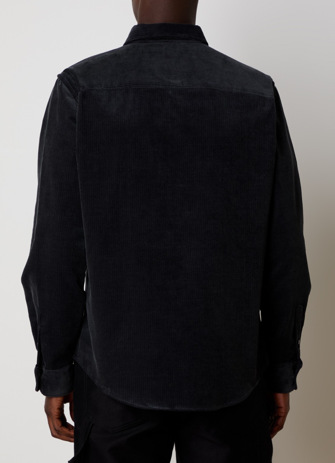 AMI Paris Regular fit overhemd van corduroy met logoborduring - achterkant antraciet