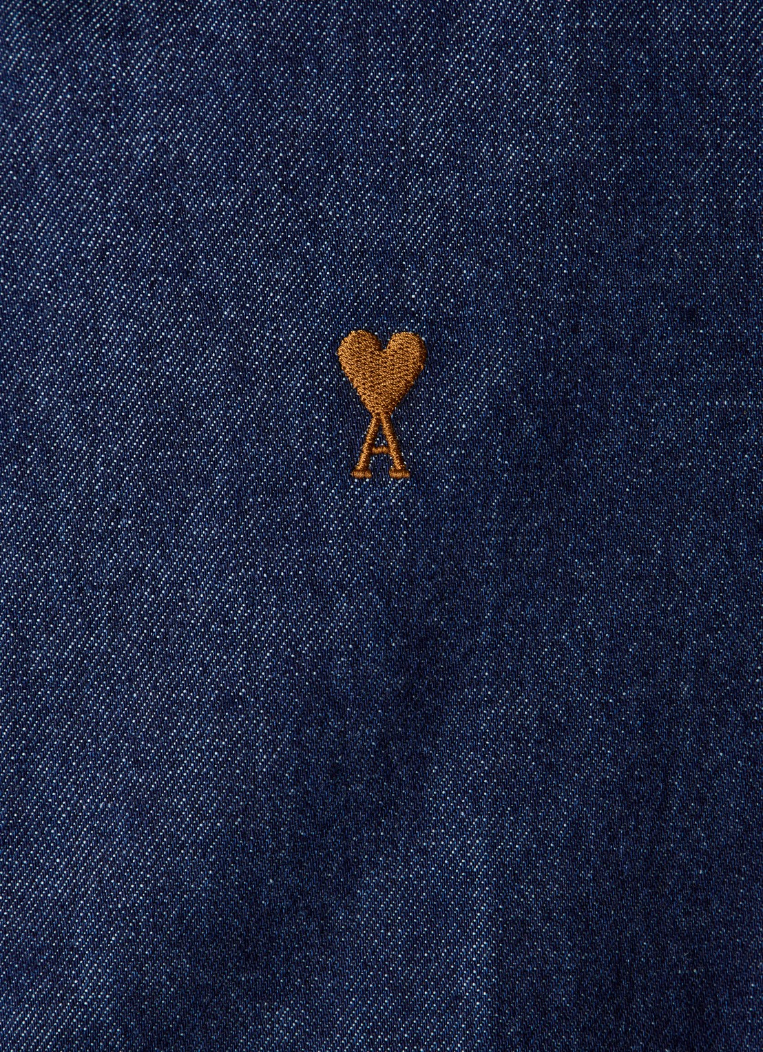 AMI Paris Regular fit overhemd van denim met logo - detail 2 indigo