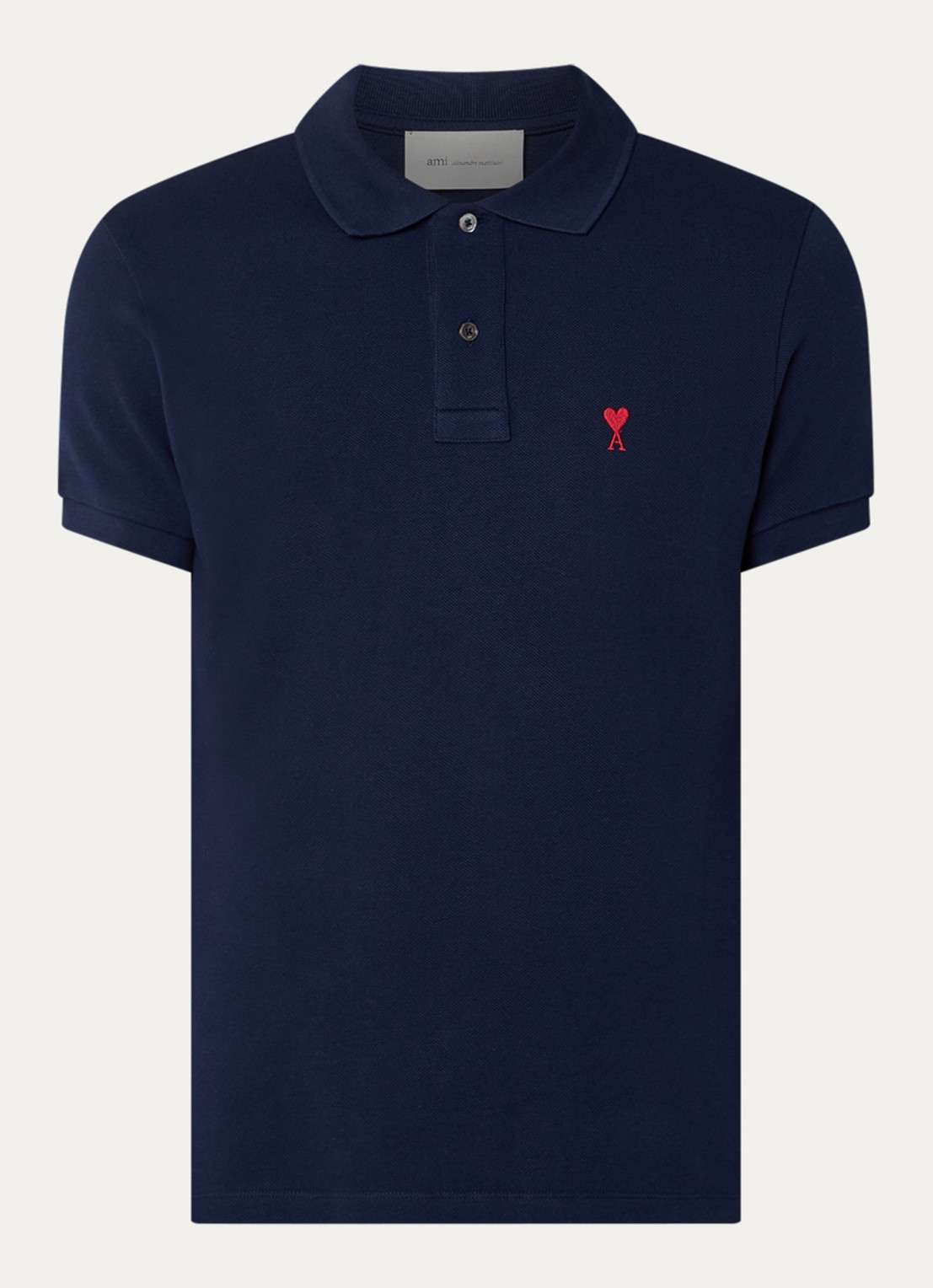 AMI Paris Regular fit polo met logo - voorkant donkerblauw