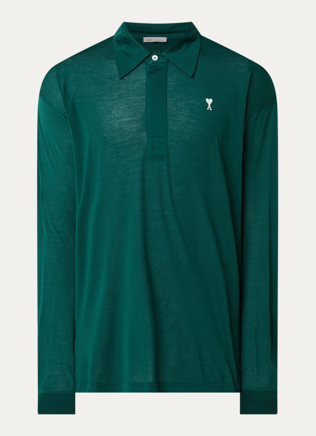 AMI Paris Regular fit polo met logoborduring - voorkant 2 groen