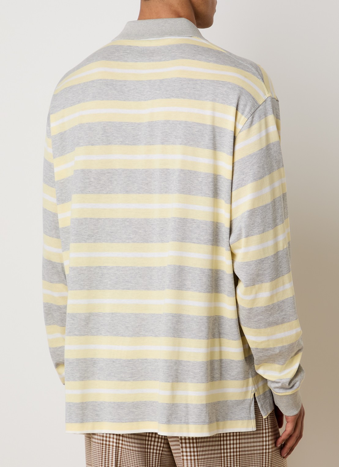 AMI Paris Regular fit polo met streepprint - achterkant grijs