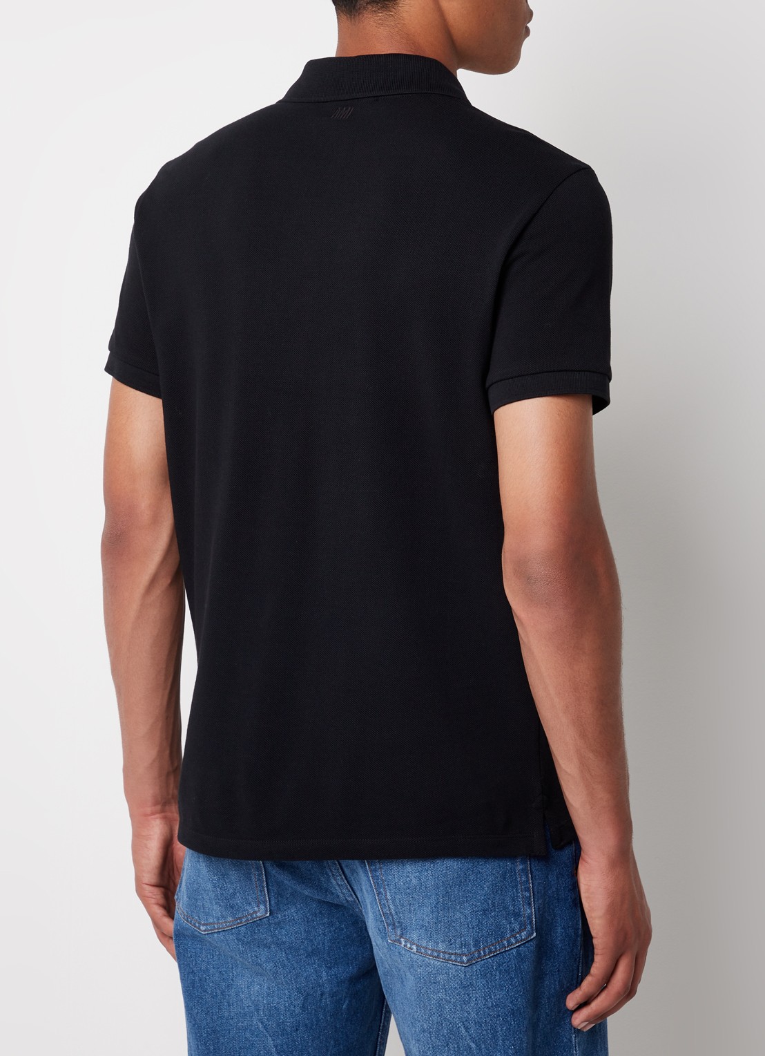 AMI Paris Regular fit polo van  piqué katoen met logo - achterkant zwart