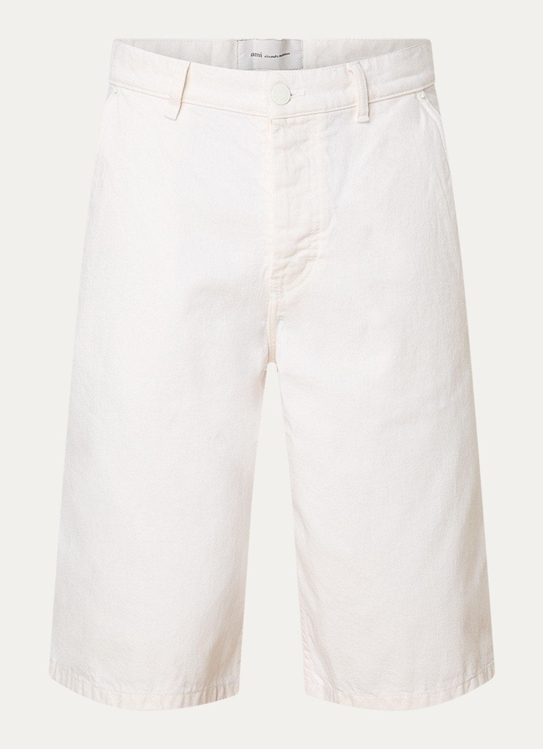 AMI Paris Straight fit korte broek van denim met gekleurde wassing - voorkant gebroken wit