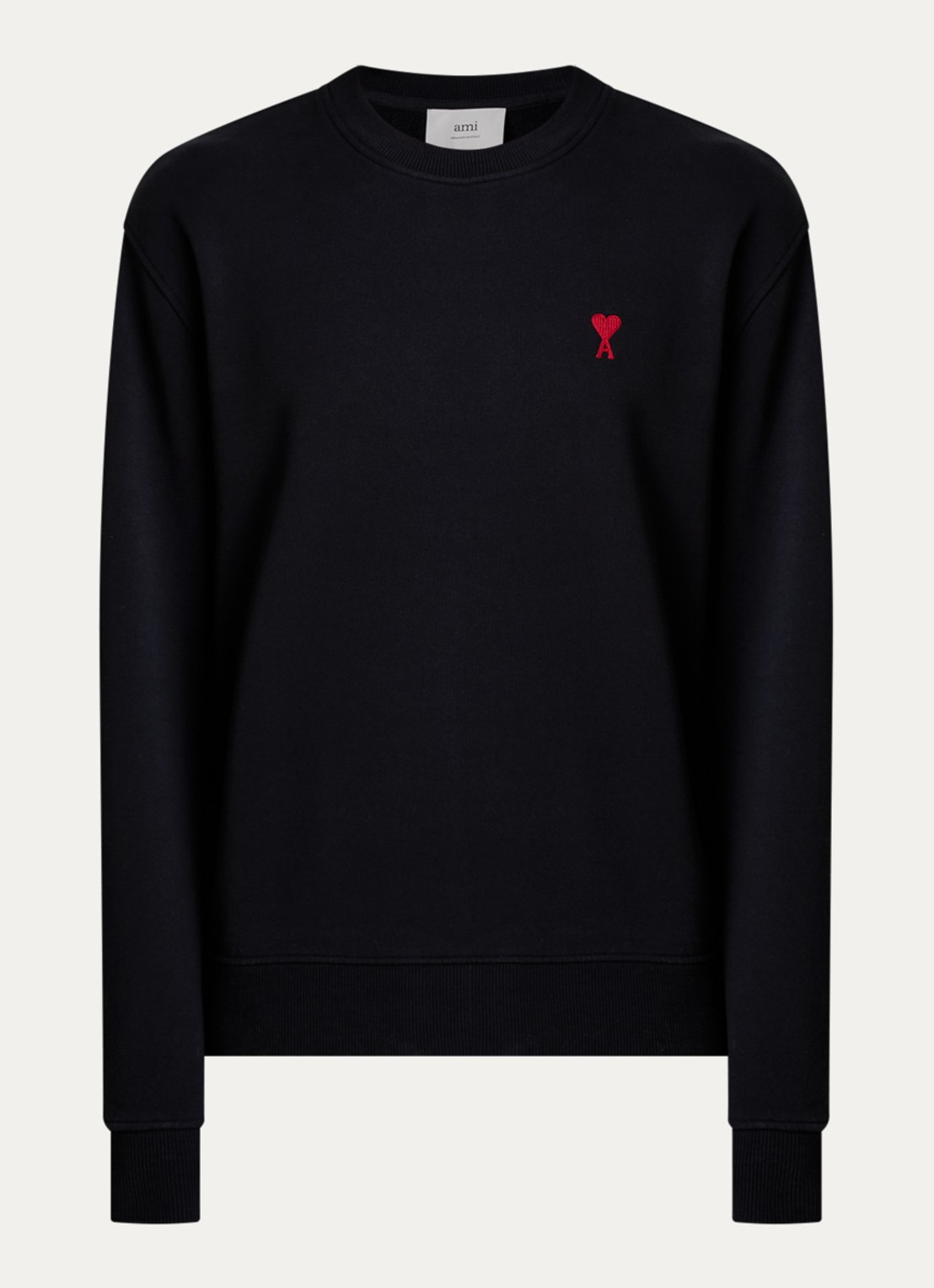 AMI Paris Sweater met logoborduring - voorkant zwart