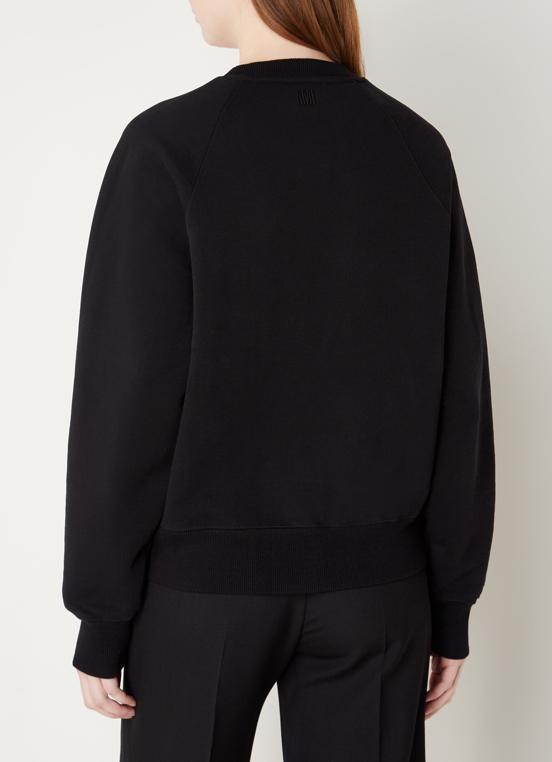 AMI Paris Sweater van  katoen met logoborduring - achterkant 3 zwart
