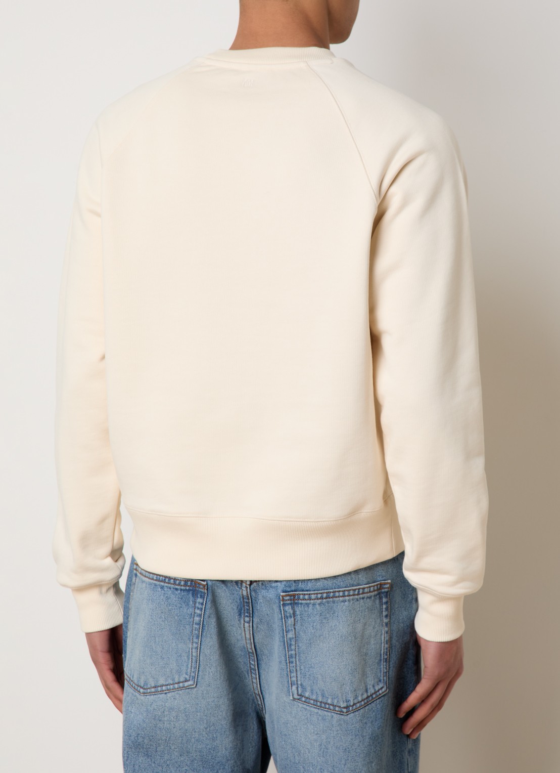 AMI Paris Sweater van  katoen met logoborduring - achterkant creme