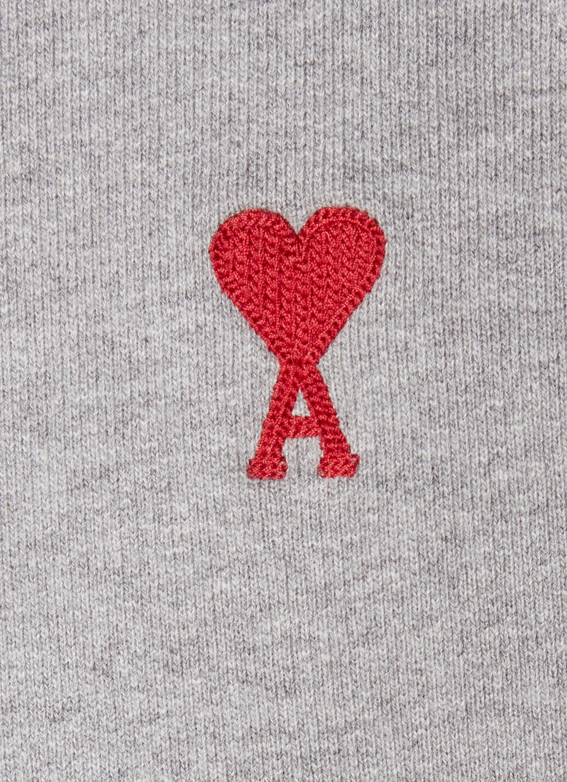 AMI Paris Sweater van  katoen met logoborduring - detail 5 grijs