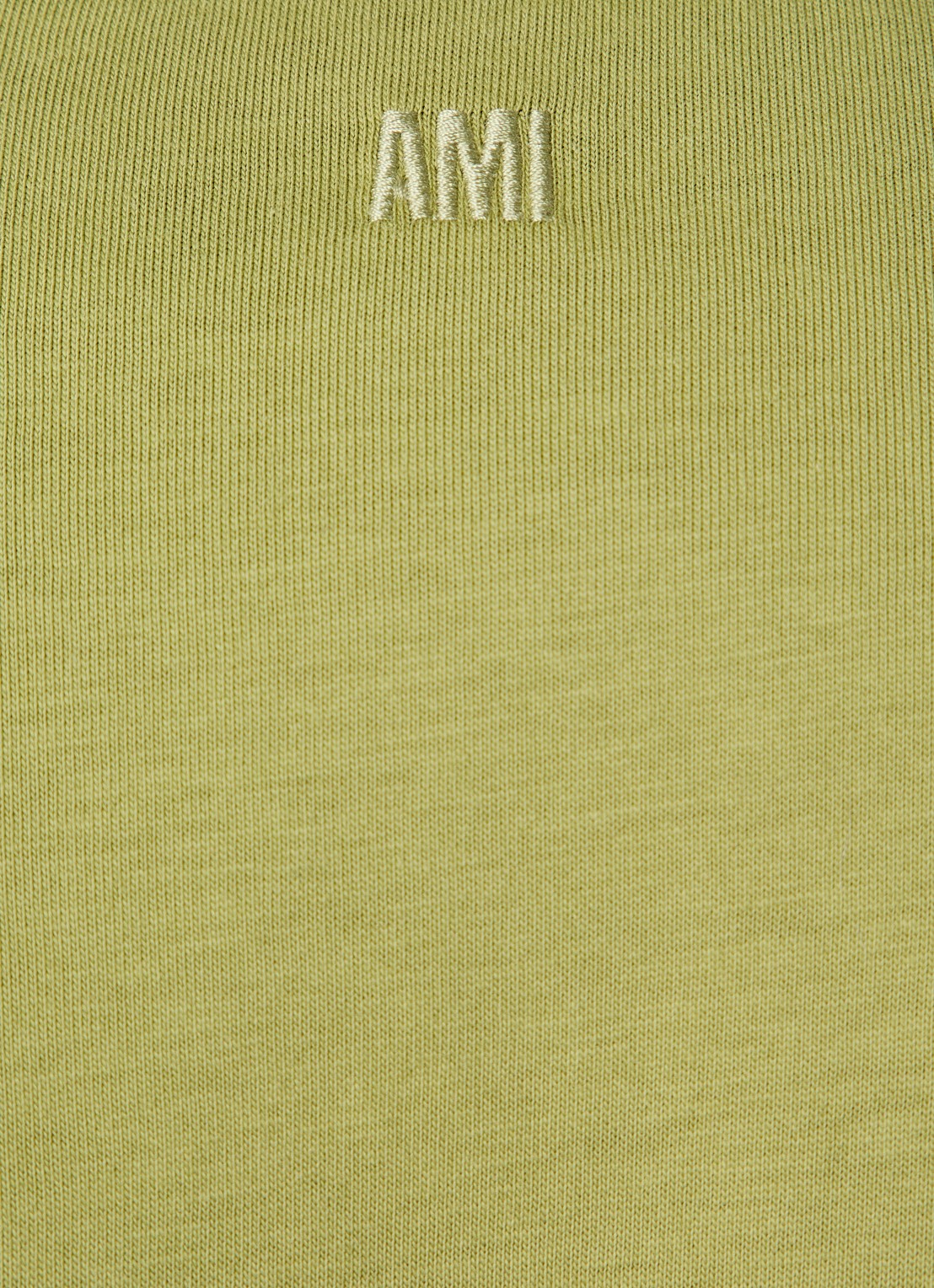 AMI Paris T-shirt met logoborduring en ronde hals - detail 5 mosgroen
