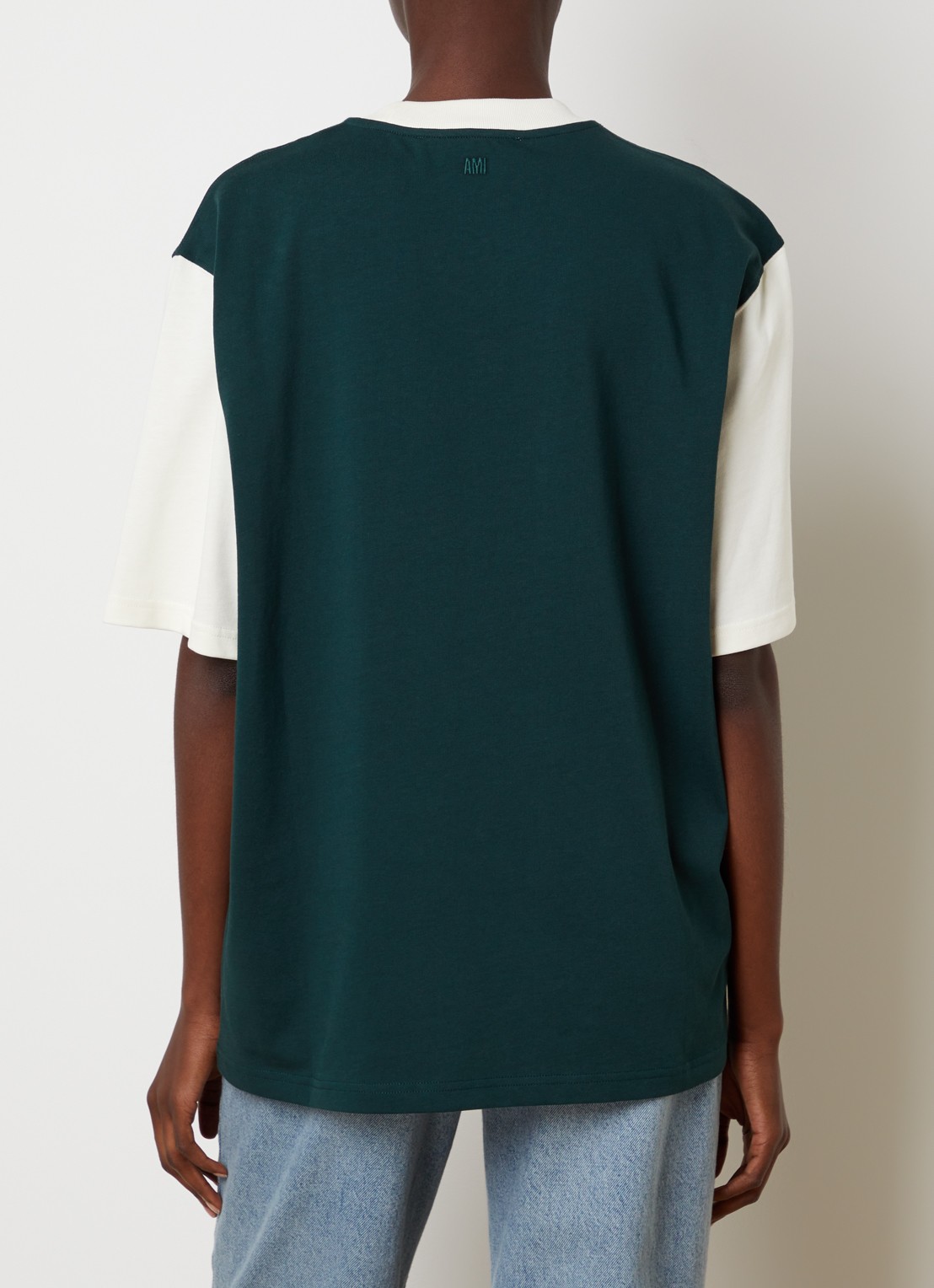 AMI Paris T-shirt met logoborduring - achterkant 5 groen