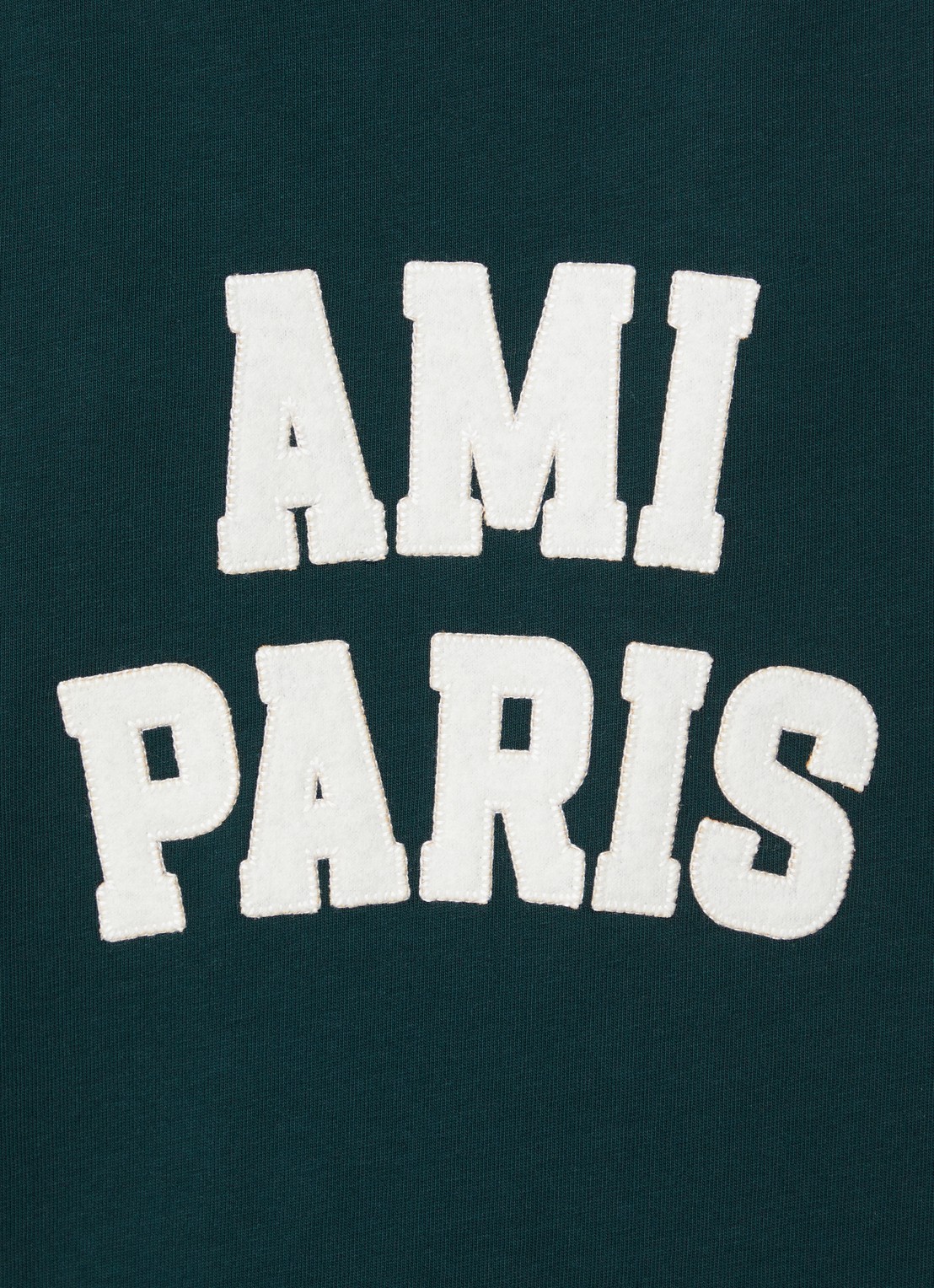 AMI Paris T-shirt met logoborduring - detail 2 groen