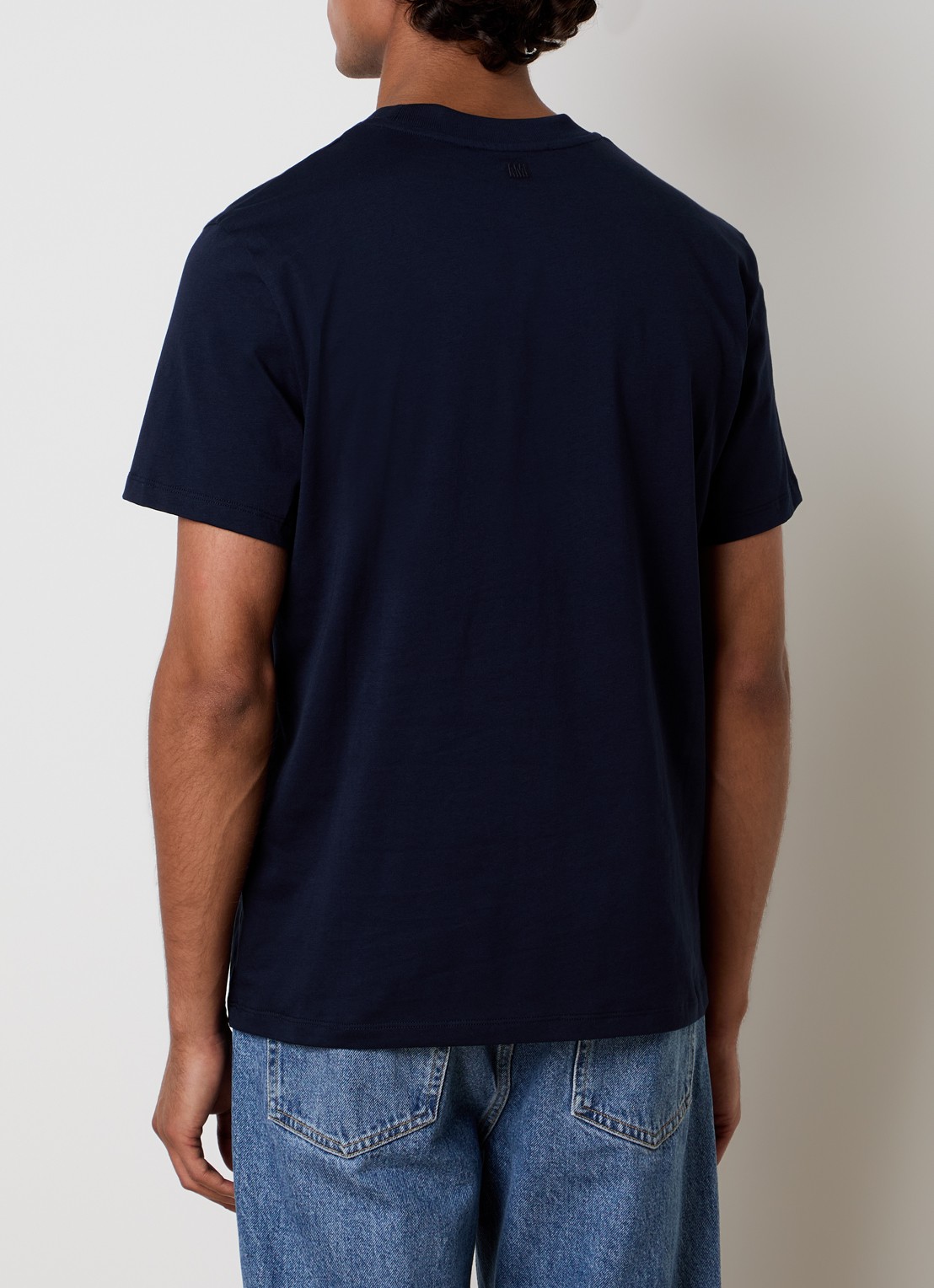 AMI Paris T-shirt met logoborduring - achterkant 3 donkerblauw